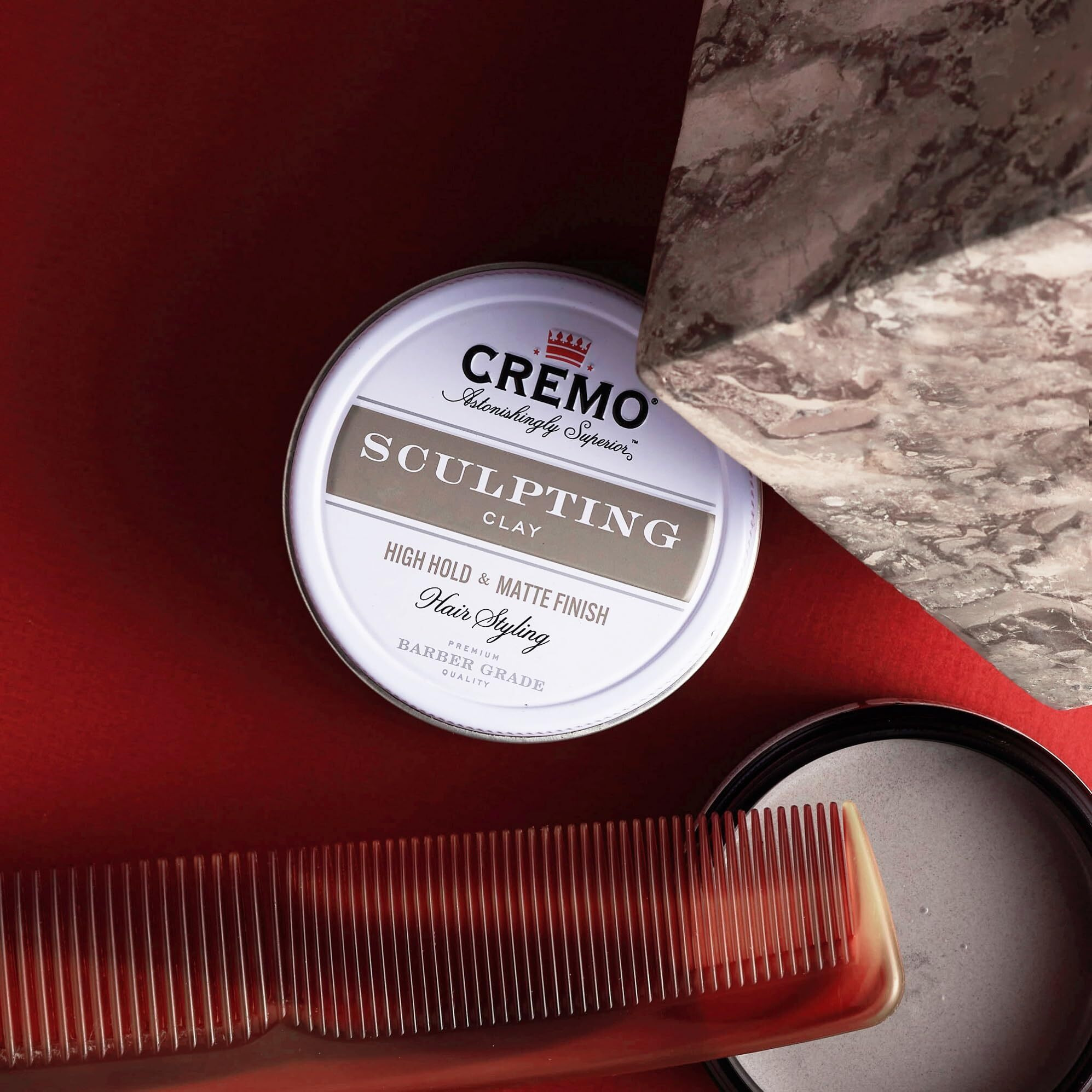 Cremo Premium Barber Grade Hair Styling Sculpting Clay  High Hold  Matte Finish  4 Oz