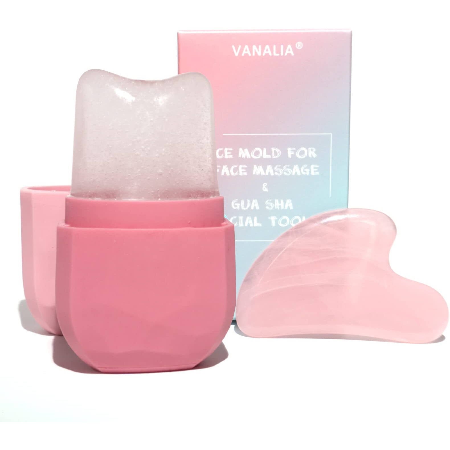 Vanalia Ice Roller And Gua Sha For FaceEyes And Neck  Skin Care Set Facial Beauty Ice Roller & Gua Sha Facial Tool  Neck To Brighten Skin & Enhance Your Natural Glow(Pink)