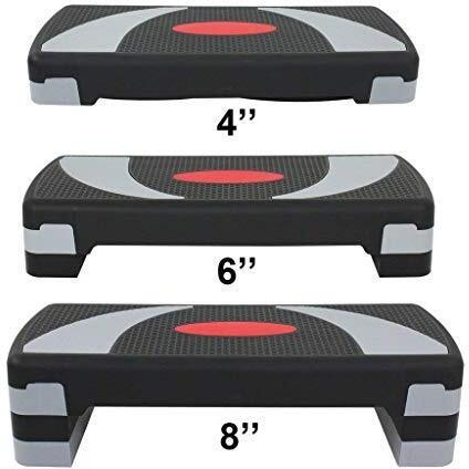 Homgarden 31'' Adjustable Workout Aerobic Stepper In Fitness & Exercise Step Platform 4"" - 6"" - 8"" Platform Trainer Stepper W/Risers For Home Gym