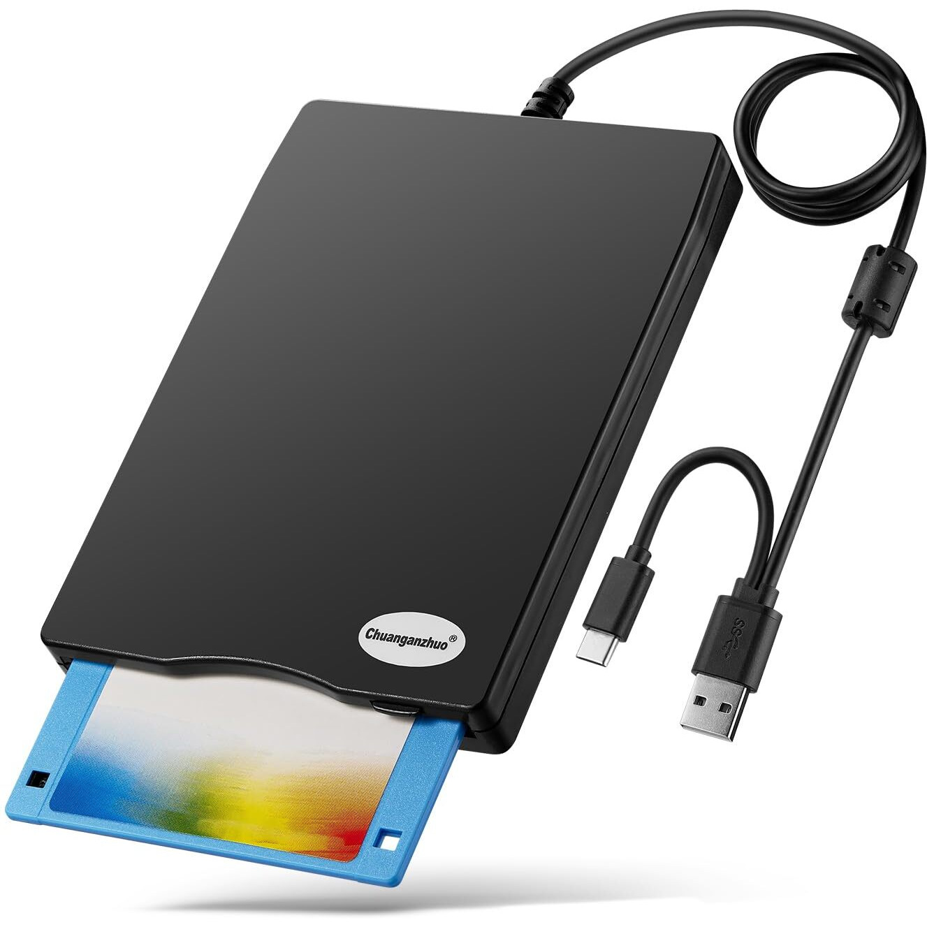 Chuanganzhuo Floppy Disk Reader  3.5 Inch External Usb Floppy Disk Drive Not Compatible With Mac  Compatible With Windows 11/10/10 Pro/8/7/2000/Xp  Black