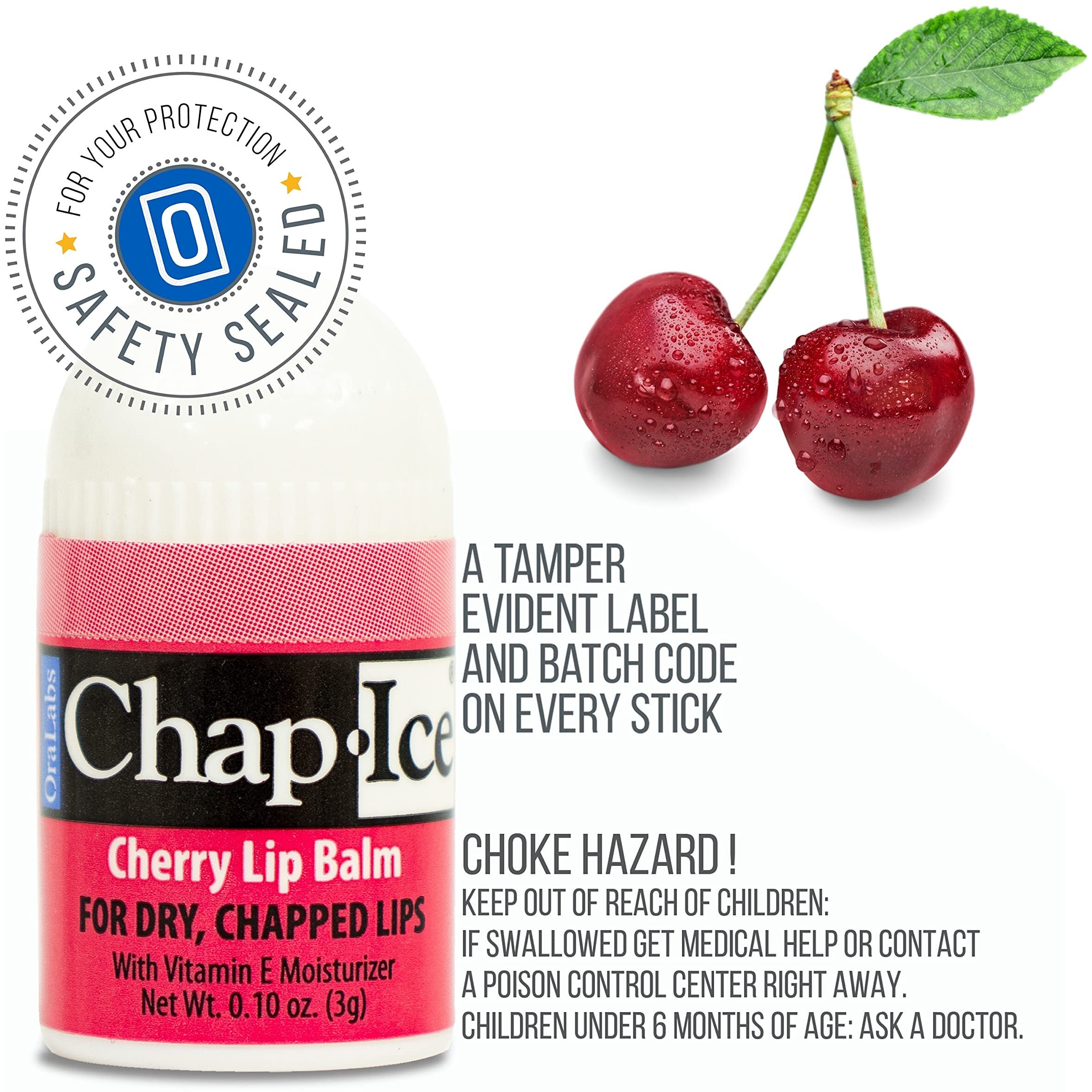 Chap-Ice | Premium And Traditional Lip Balm For Chapped  Dry  Or Windburned Lips | Pocket Size Display With Assorted Flavors - Cherry  Citrus Orange  Kiwi Lime - 50 Mini Sticks (0.10Oz/3G)