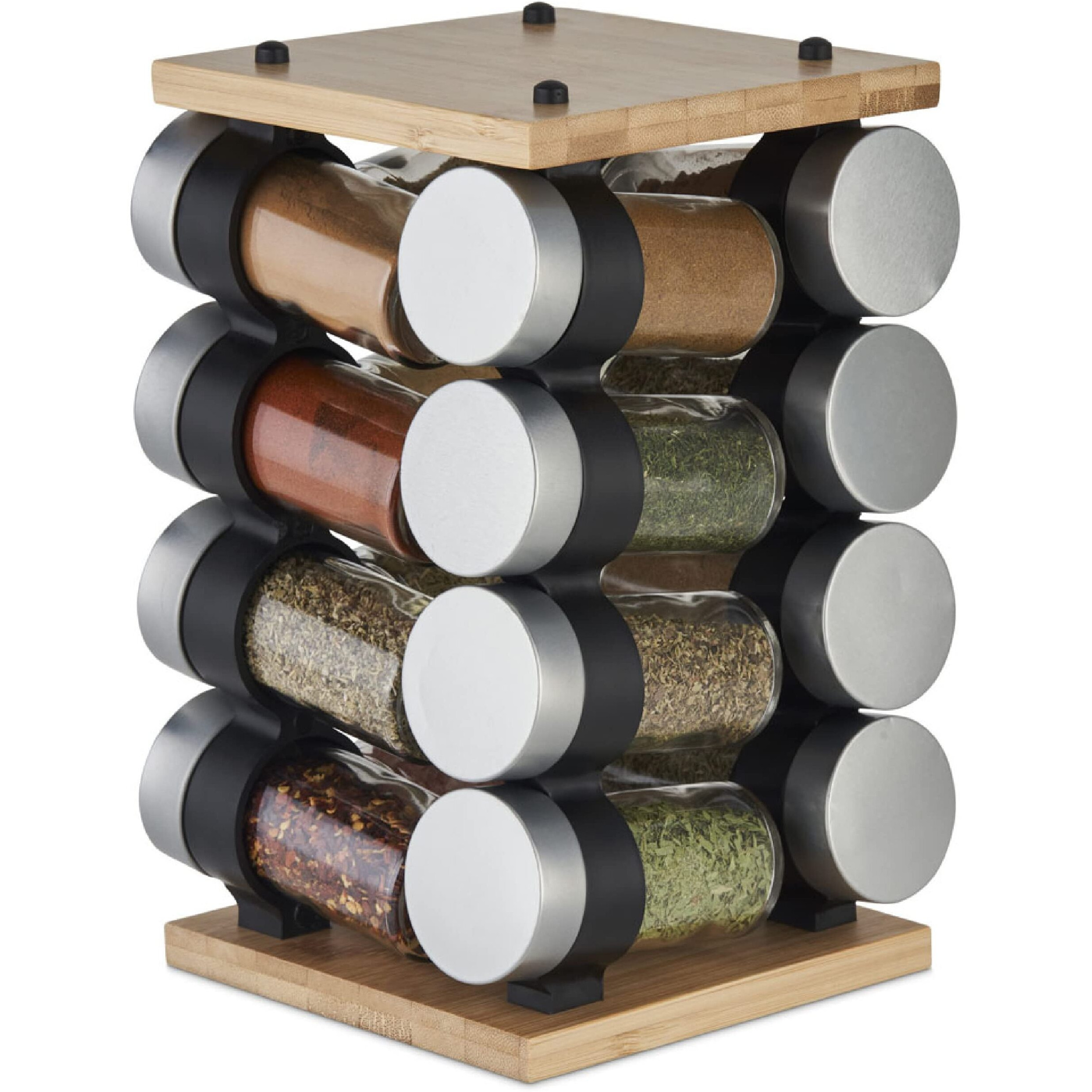 Cole & Mason Blyth Spice Rack Carousel  16 Jar  Bamboo