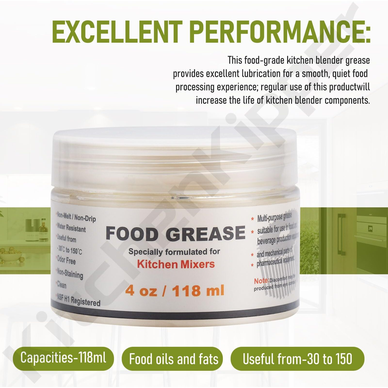 4 Oz Food Grade Grease For Kitchenaid Stand Mixer  Universally Compatible With Most Stand Mixers - Equipped With Gasket & Spatula - Pack Of 1 Can