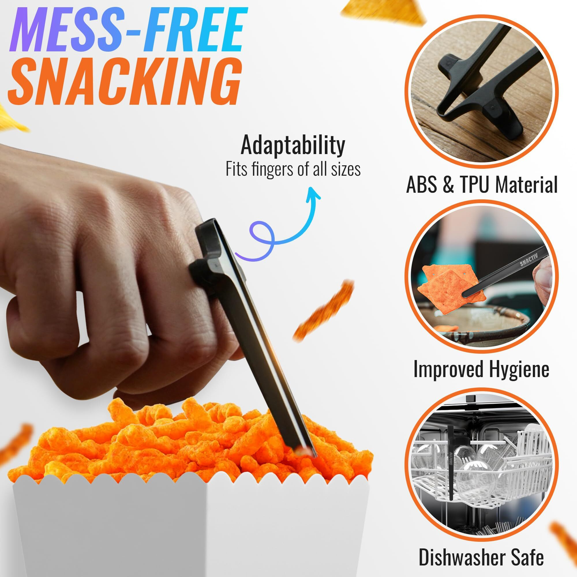 Snactiv Pro Finger Chopsticks For Gamers - As Seen On Shark Tank The Official Snacking Tool Of The Future - Enjoy Snacks And Chips With Ease - Innovative Gaming Snacking Solution - Snack Chopsticks
