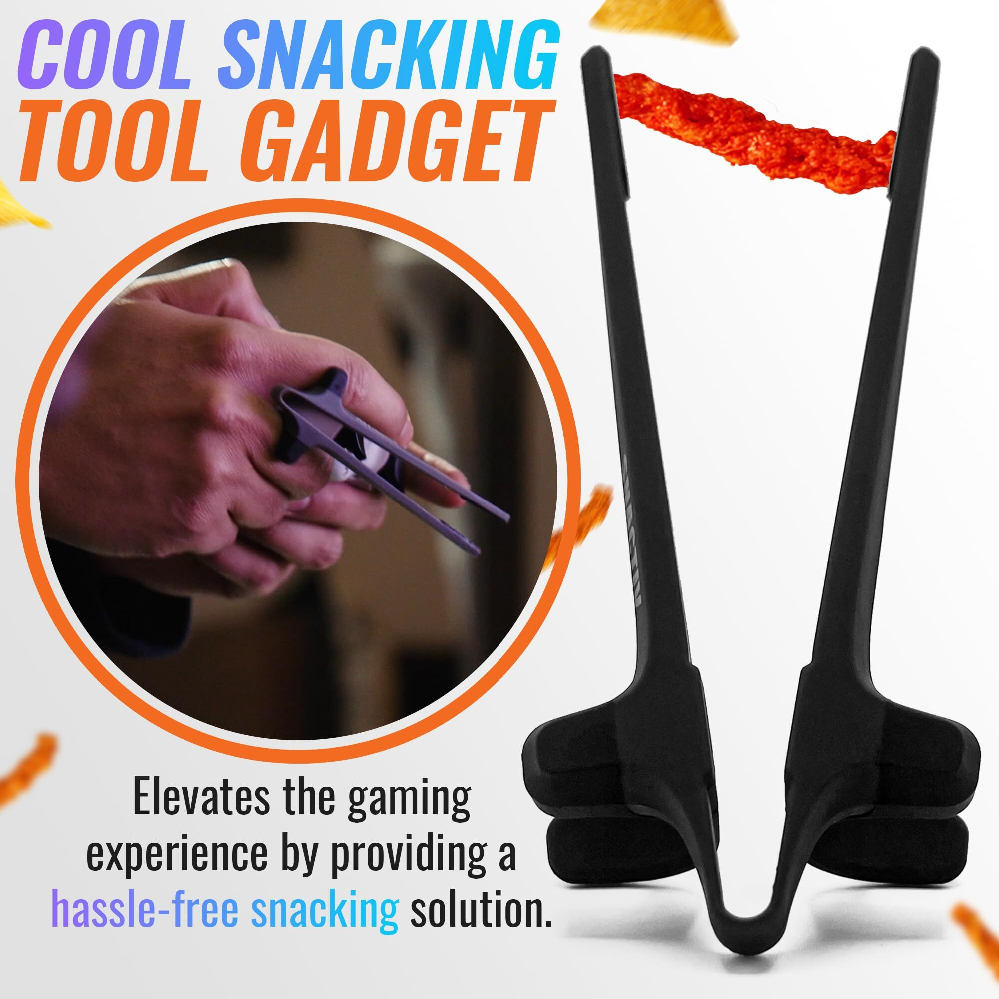 Snactiv Pro Finger Chopsticks For Gamers - As Seen On Shark Tank The Official Snacking Tool Of The Future - Enjoy Snacks And Chips With Ease - Innovative Gaming Snacking Solution - Snack Chopsticks