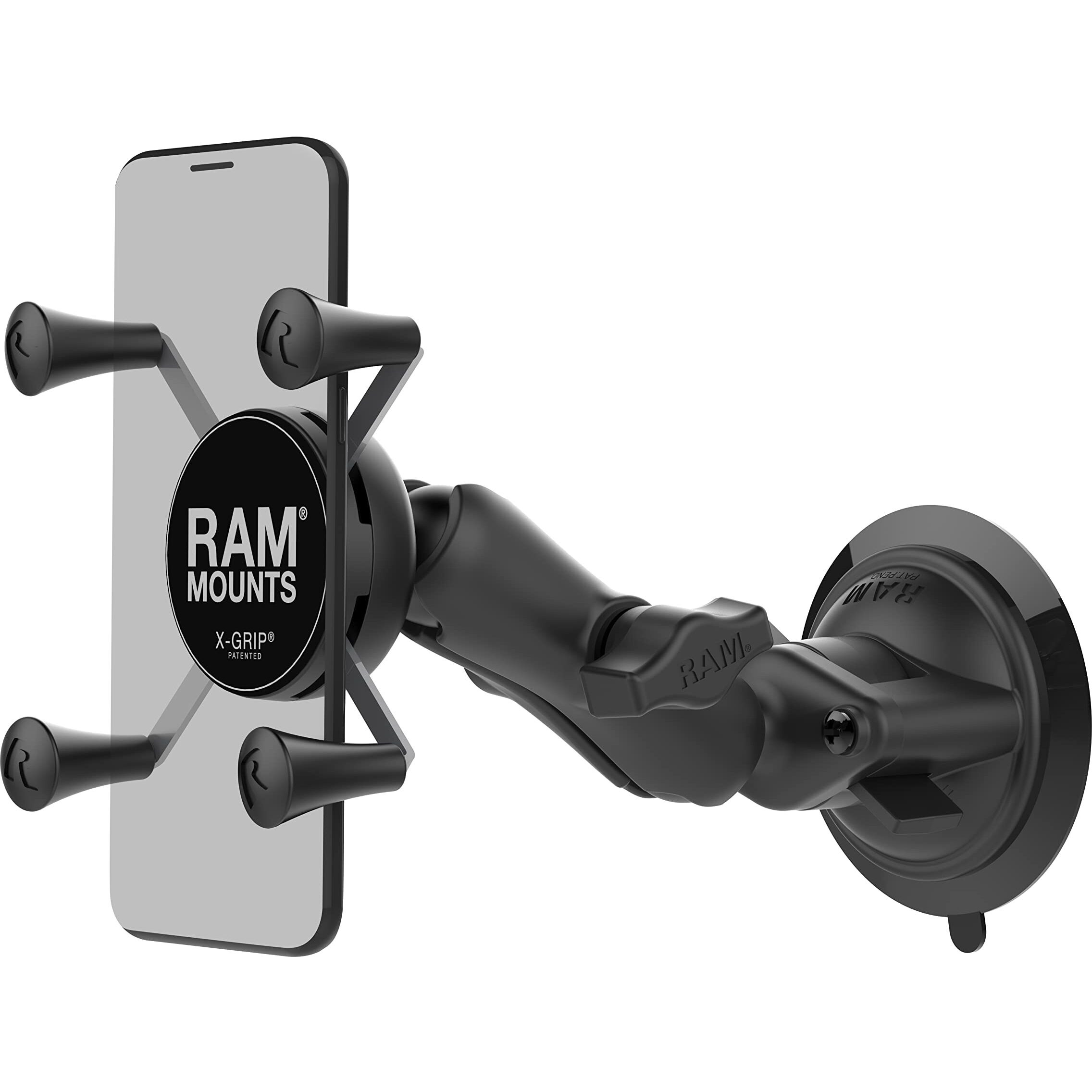 Ram Mounts X-Grip Phone Mount With Twist-Lock Suction Cup Base Rap-B-166-Un7U With Medium Arm For Vehicle Windshields