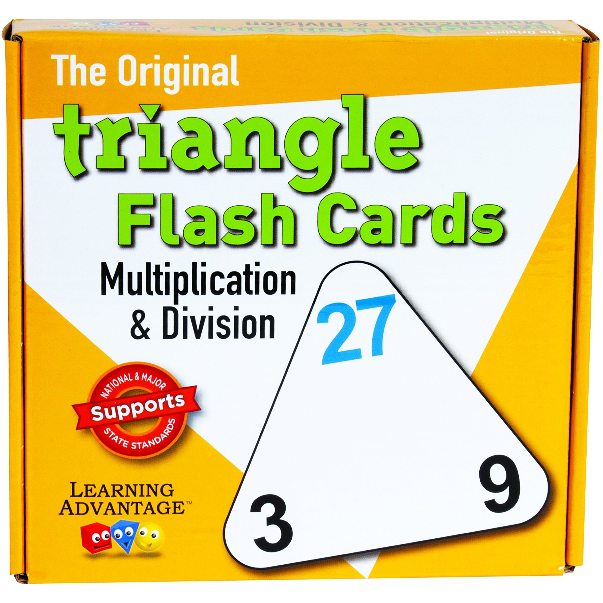 Learning Advantage 4552 The Original Triangle Flash Cards  Multiplication And Division  Grade 2 To 6  6.5"" Height  1.25"" Width  6.25"" Length