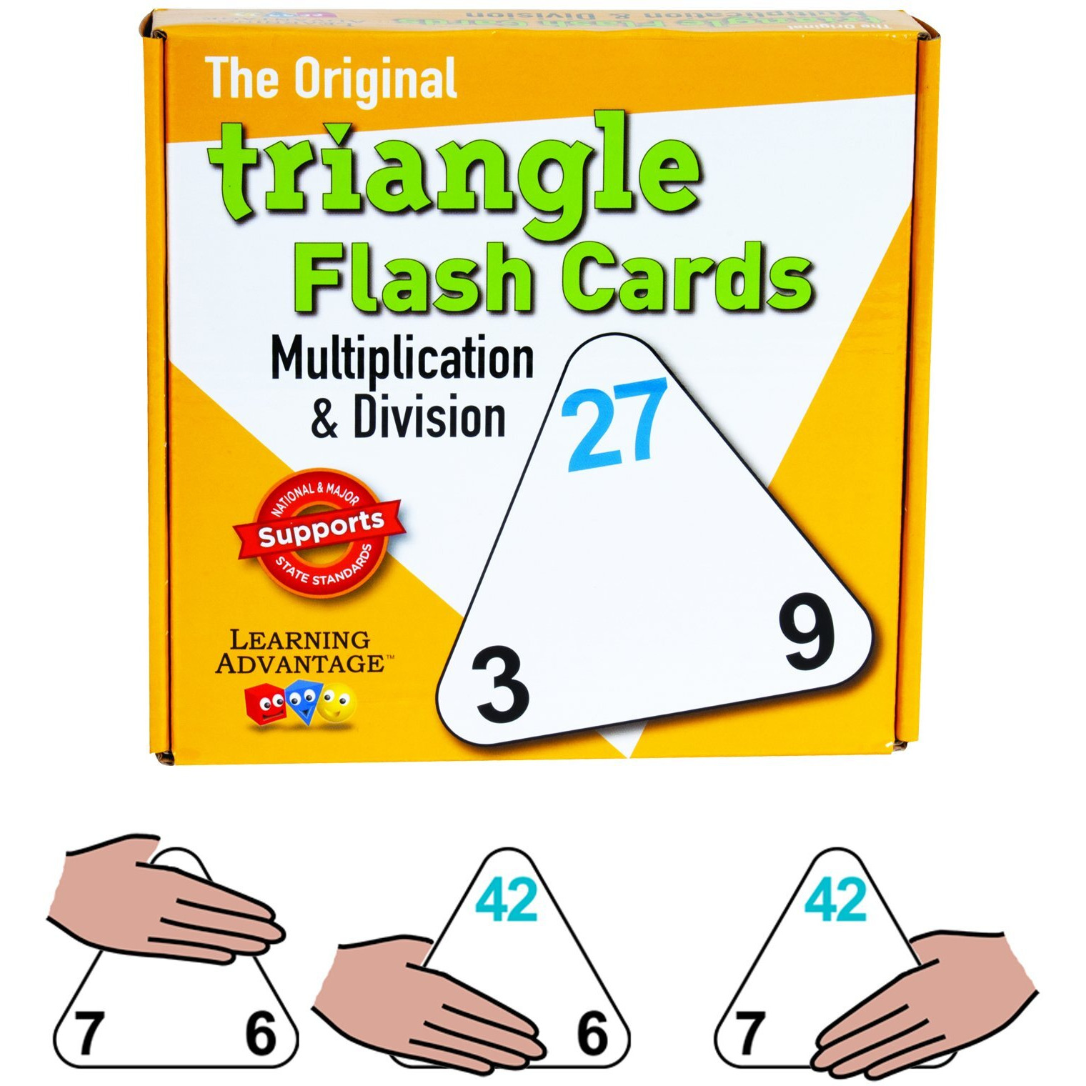 Learning Advantage 4552 The Original Triangle Flash Cards  Multiplication And Division  Grade 2 To 6  6.5"" Height  1.25"" Width  6.25"" Length