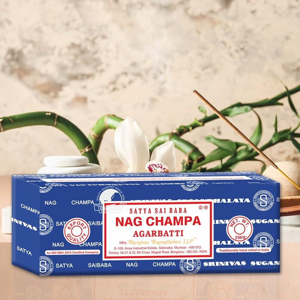 Satya Sai Baba Nag Champa Agarbatti  250Gms Hand Rolled Fine Quality Incense Sticks For Purification  Relaxation  Positivity  Yoga  Meditation