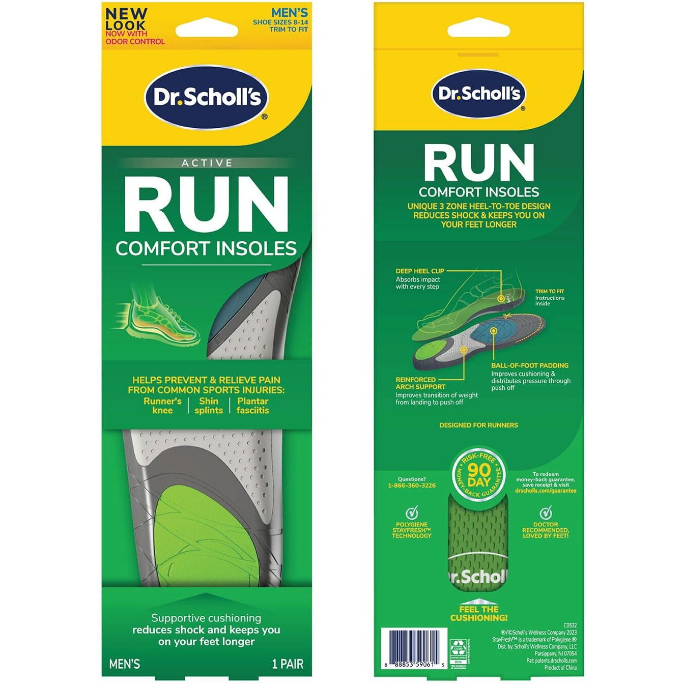 Dr. Scholl 's Run Active Comfort Insoles Men 's  1 Pair  Trim To Fit Inserts