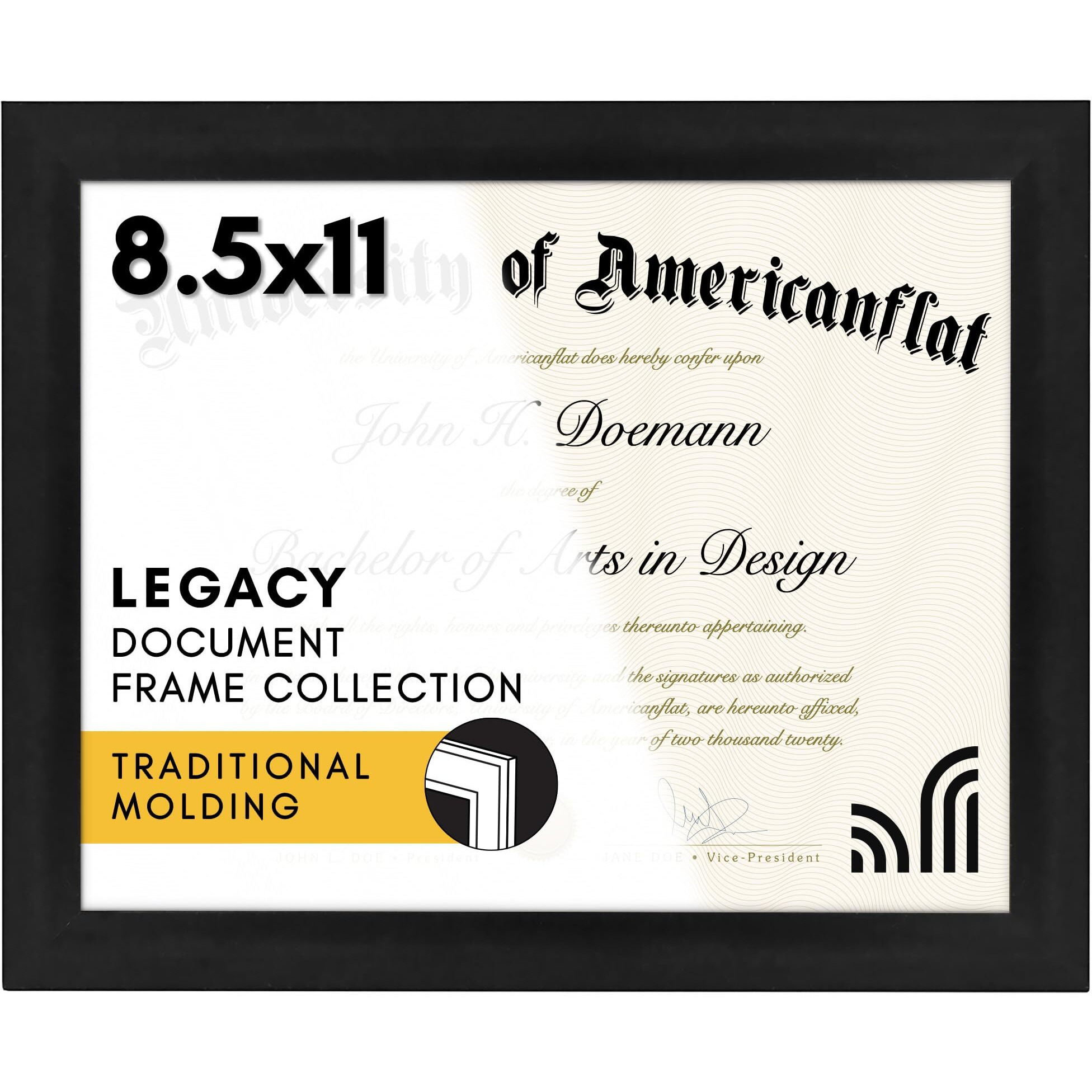 Americanflat 8.5X11 Diploma Frame With Shatter-Resistant Glass - Document Frame With Engineered Wood - Legacy Collection - Certificate Frame For Tabletop And Wall Display - Black
