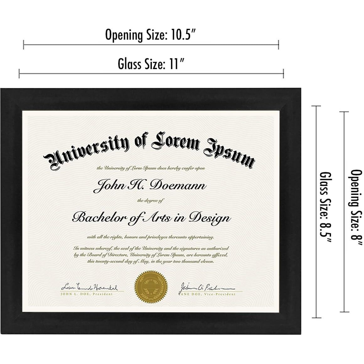 Americanflat 8.5X11 Diploma Frame With Shatter-Resistant Glass - Document Frame With Engineered Wood - Legacy Collection - Certificate Frame For Tabletop And Wall Display - Black