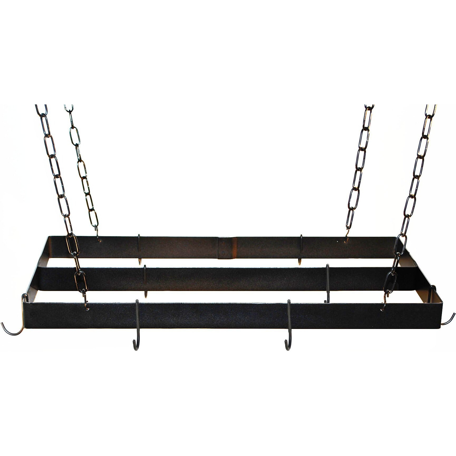 Rogar Black Rectangular Pot Rack With Centerbar 30"&quotX15""