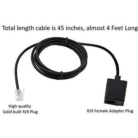 Wirelessfinest 3.5 Feet Rj9/Rj11/Rj12 Headset Adapter Extension Cord Quick Disconnect Release Connector From Male To Female 4P4C Rj9 Plug For Plantronics  Jabra  Desk Office Phones