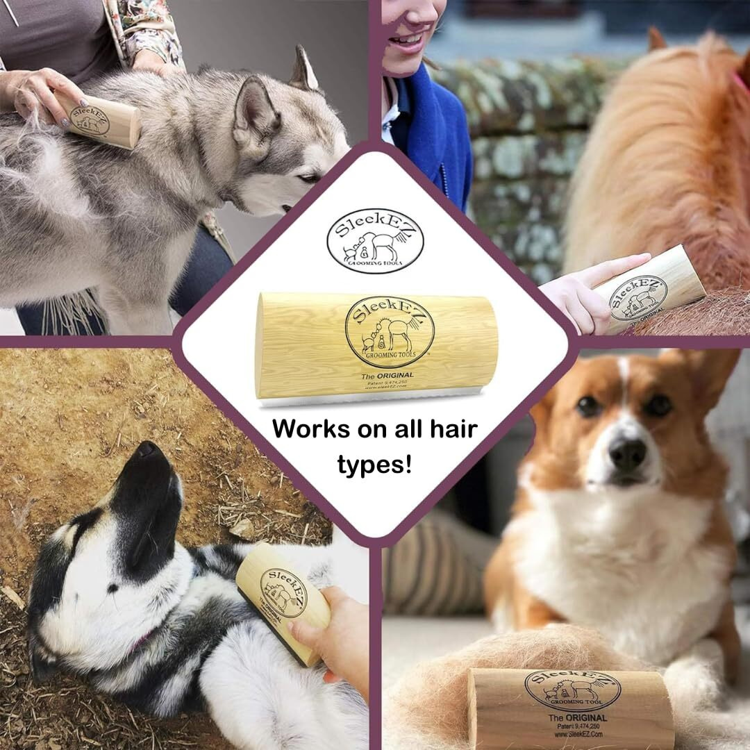 Sleekez Dog Brush For Shedding & Dog Grooming Supplies  Deshedding Dog Brush  Dog Brush For Short Haired Dogs  Dog Brush For Long Haired Dogs  Metal Dog Comb  Dog Hair Brush  Dog Shedding Brush