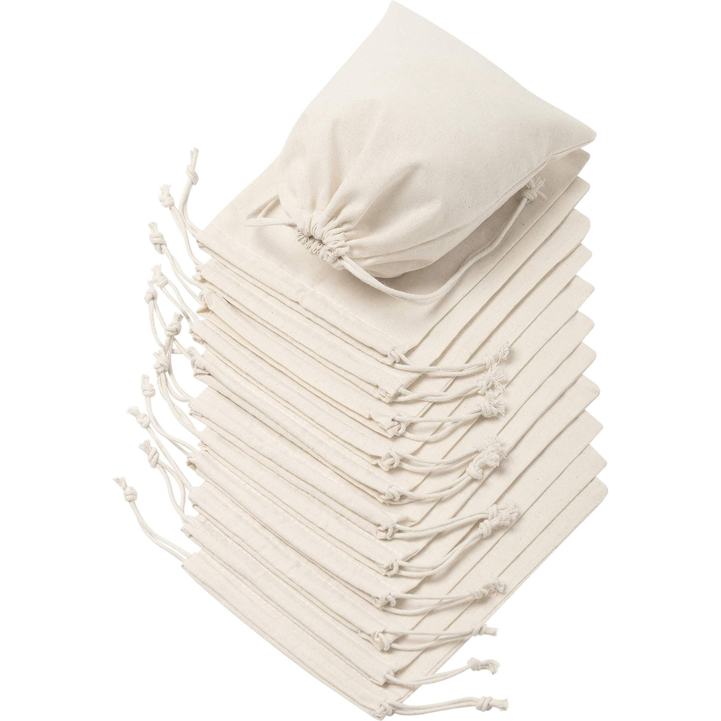 Dr 100 Percent Cotton Muslin Drawstring Bags 12-Pack For Storage Pantry Gifts (6 X 8 Inch  Beige)
