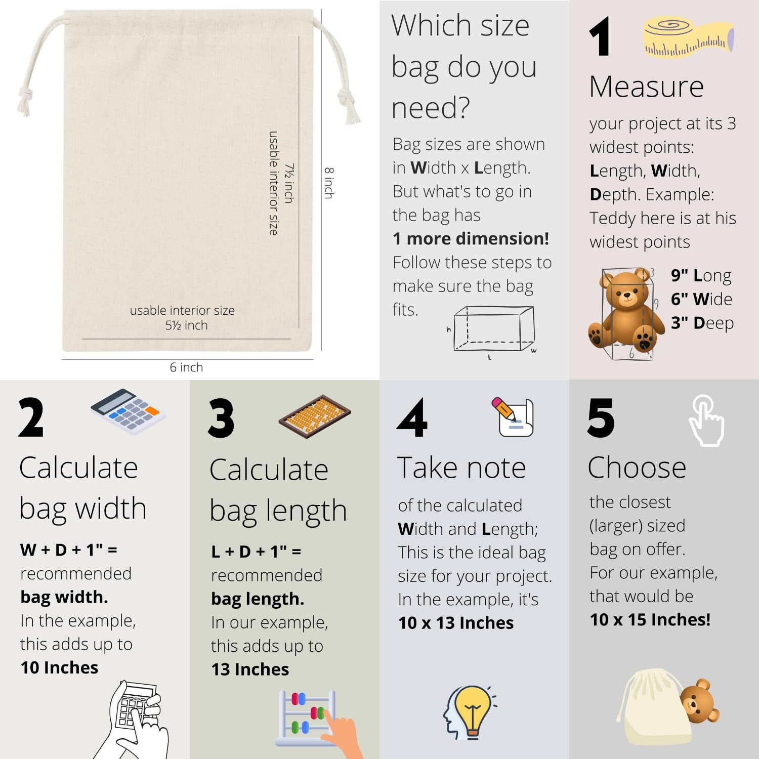 Dr 100 Percent Cotton Muslin Drawstring Bags 12-Pack For Storage Pantry Gifts (6 X 8 Inch  Beige)