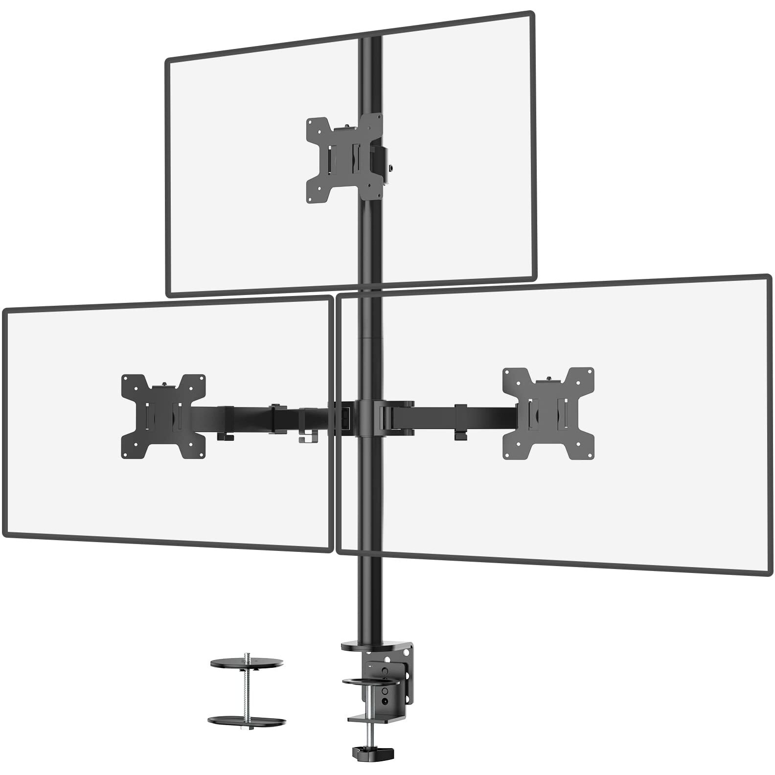 Wali Triple Monitor Desk Mount  Fully Adjustable Three Monitor Stand Fits 3 Screens Up To 27 Inch  22 Lbs  Weight Capacity Per Arm (M003)  Black