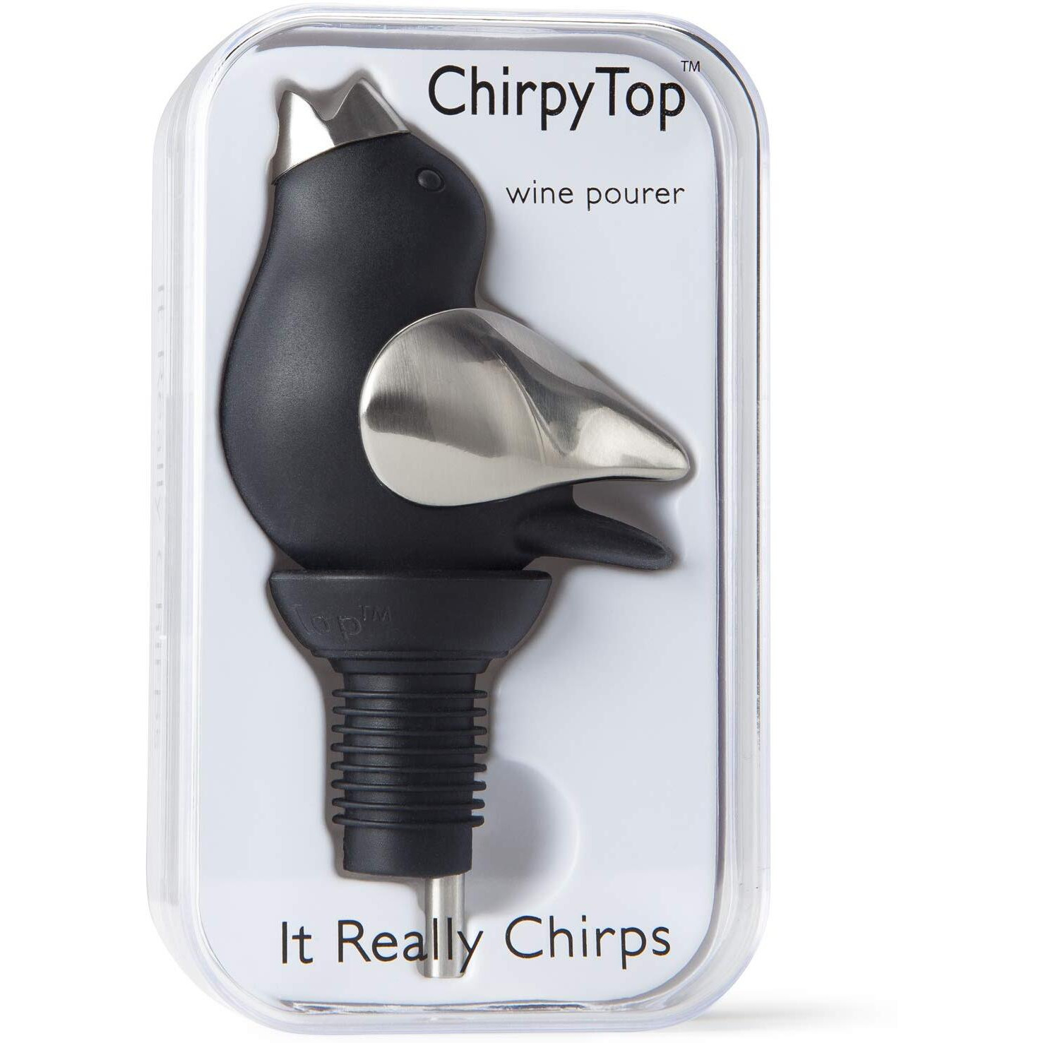 Chirpytop Wine Pourer - Black And Chrome
