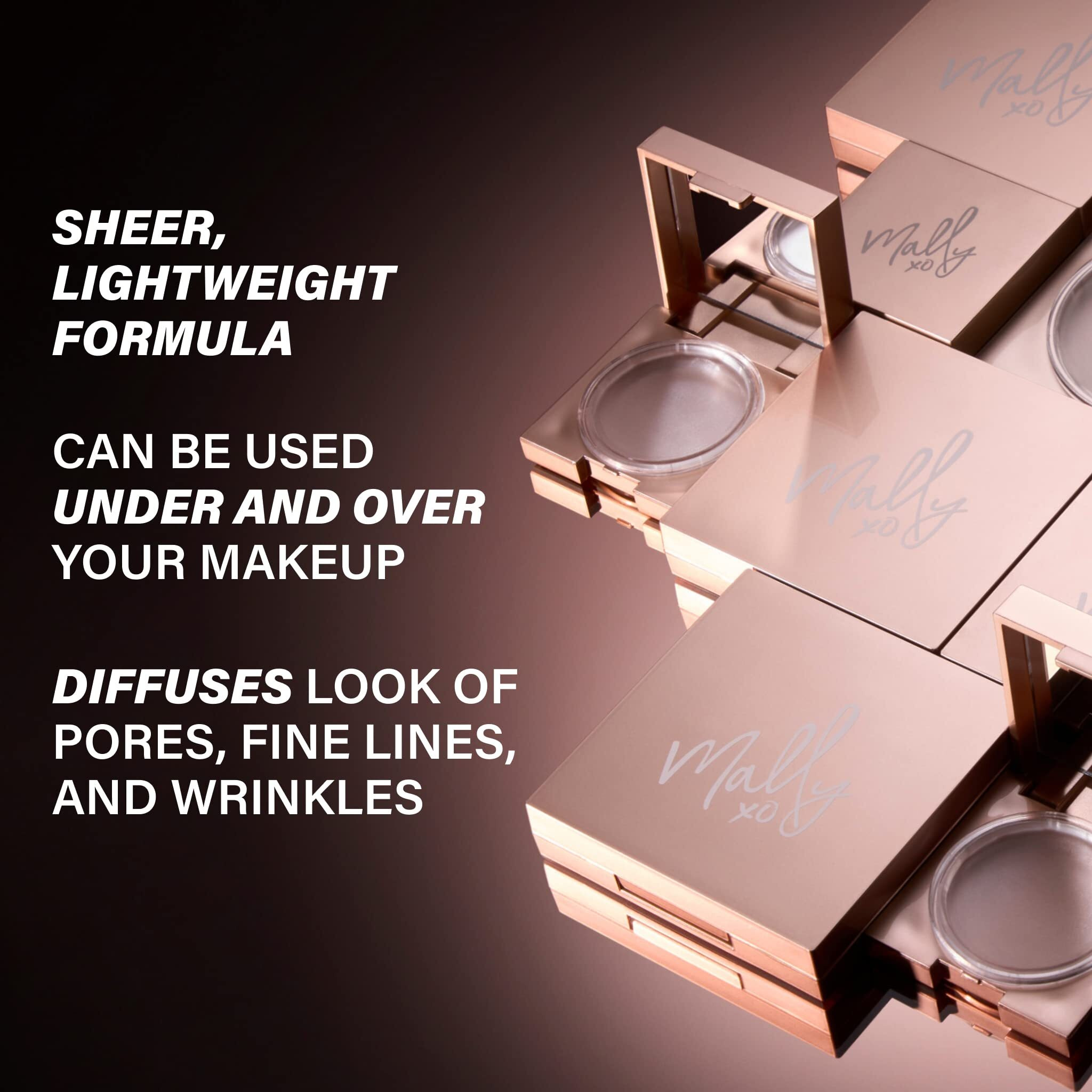 Mally Beauty Poreless Face Defender Blurring Primer & Blotting Setting Powder - Long-Lasting Matte Finish - Tap & Pat Product On Skin - Control Shine - Blurs Pores & Extends Makeup Wear - Full-Size
