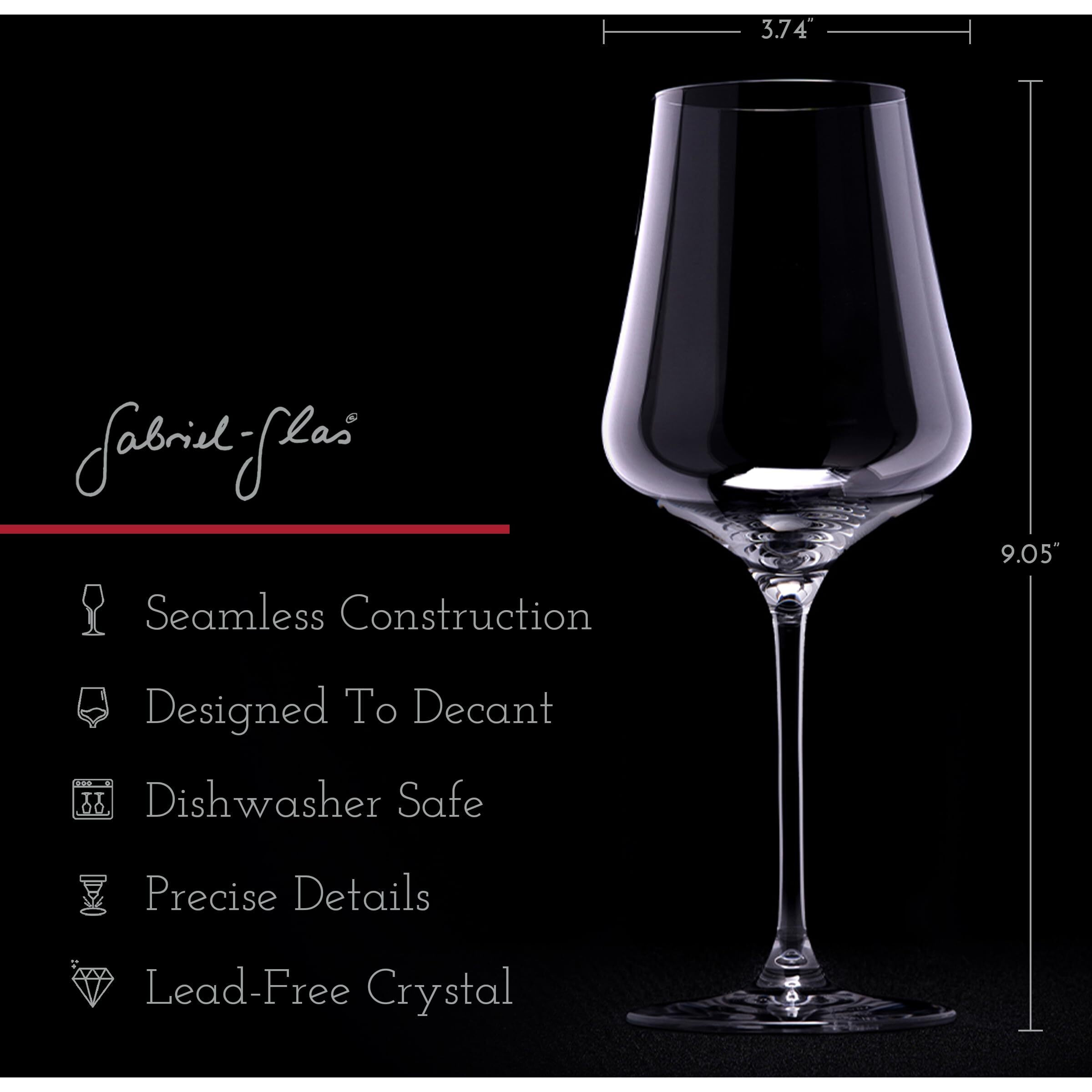 Gabriel-Glas Crystal Wine Glasses  Set Of 6 With Gift Box - Premium  Universal Wine Glass For Red And White Wine - Dishwasher Safe  Lead-Free  16 Oz
