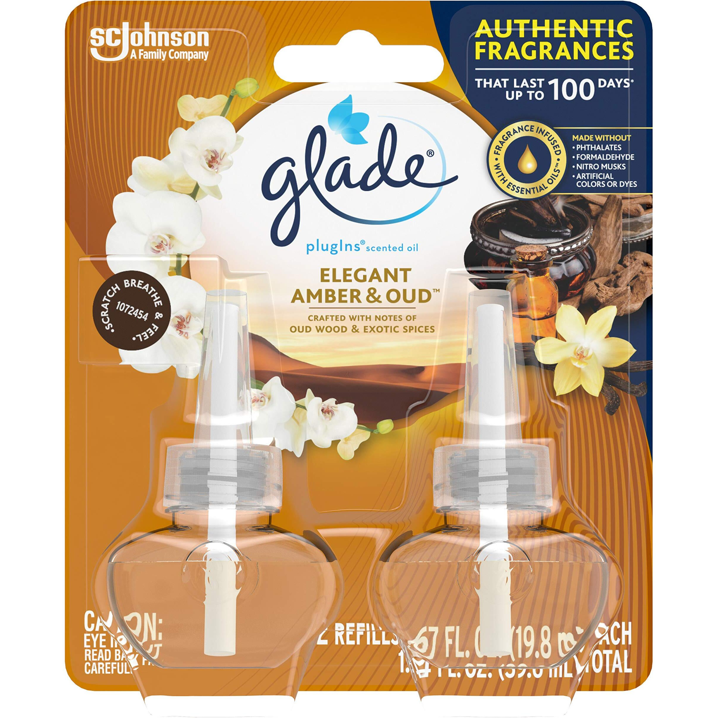 Glade Elegant Amber & Oud Plugins Scented Oil Air Freshener Refills - 2Ct/1.34 Fl Oz