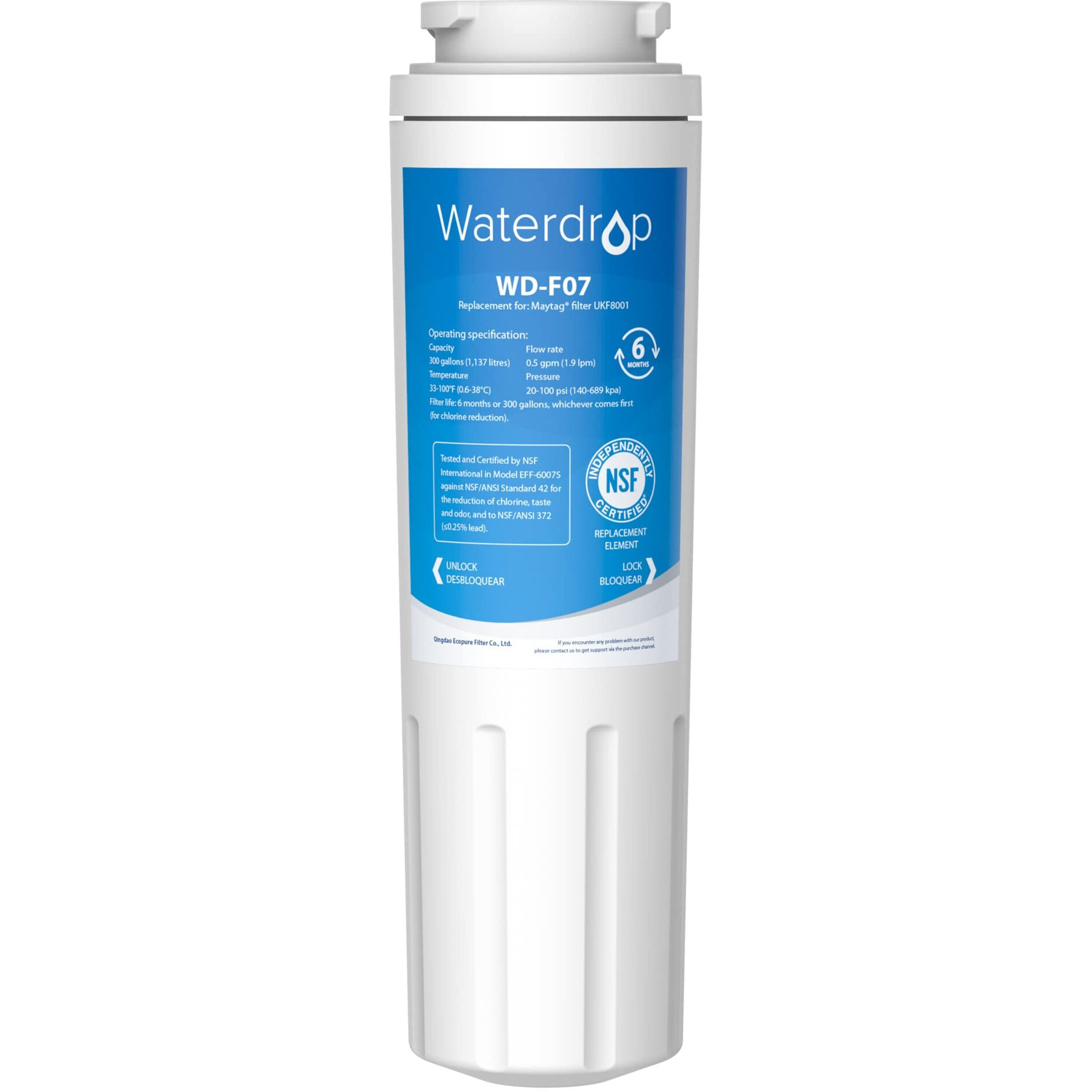 Waterdrop Ukf8001 Refrigerator Water Filter 4  Replacement For Whirlpool Edr4Rxd1  Everydrop Filter 4  Maytag Ukf8001Axx-750  Ukf8001Axx-200  46-9006  Puriclean Ii  Wf-Ukf8001  Wd-F07
