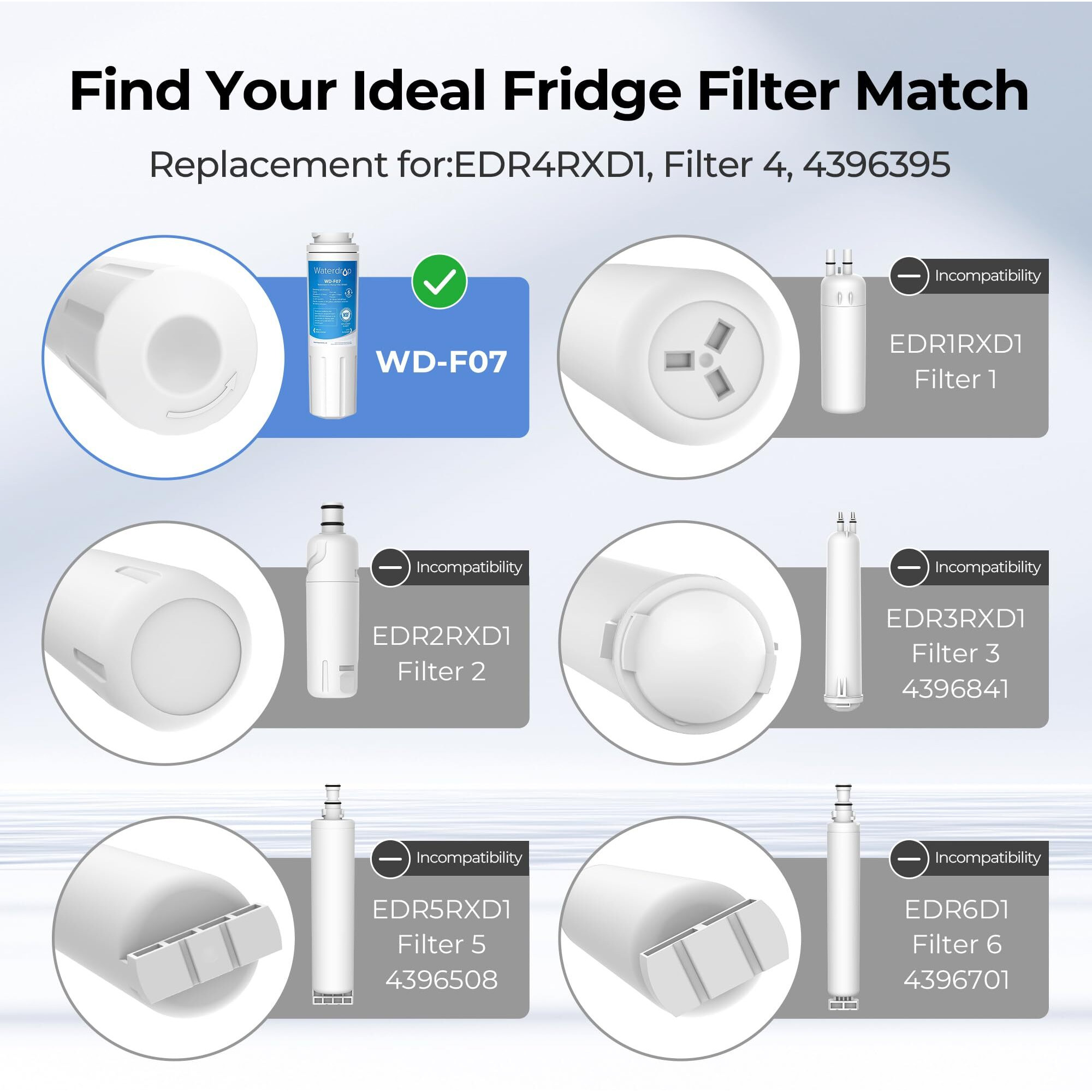 Waterdrop Ukf8001 Refrigerator Water Filter 4  Replacement For Whirlpool Edr4Rxd1  Everydrop Filter 4  Maytag Ukf8001Axx-750  Ukf8001Axx-200  46-9006  Puriclean Ii  Wf-Ukf8001  Wd-F07