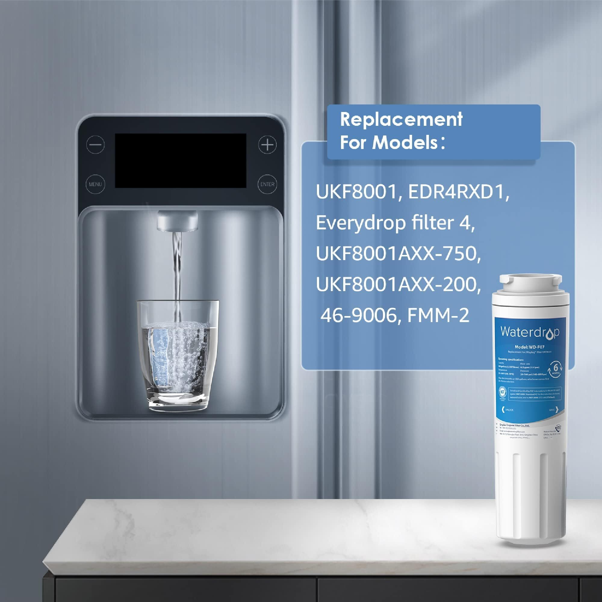 Waterdrop Ukf8001 Refrigerator Water Filter 4  Replacement For Whirlpool Edr4Rxd1  Everydrop Filter 4  Maytag Ukf8001Axx-750  Ukf8001Axx-200  46-9006  Puriclean Ii  Wf-Ukf8001  Wd-F07