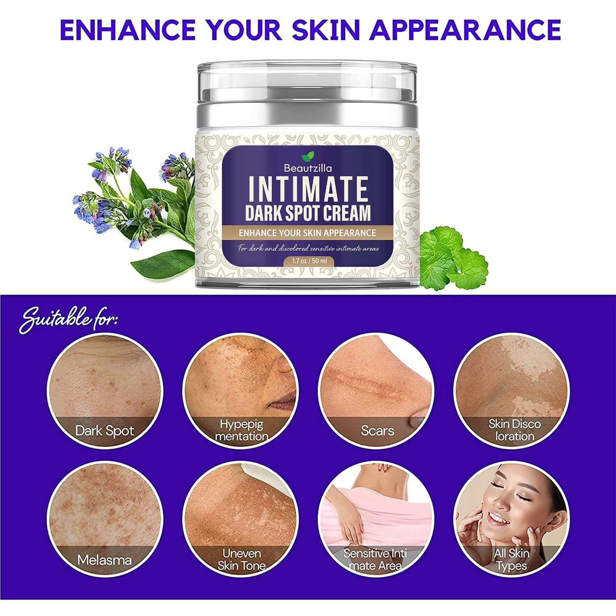 Beautzilla Moisturizing Intimate Area Dark Spot Corrector With Instant Results For Knees  Elbows  Underarms  And Thighs