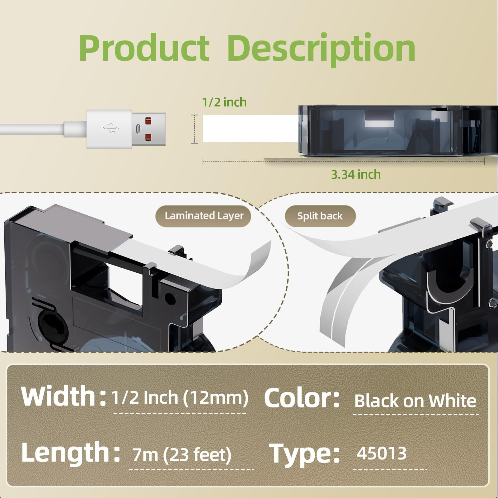 Label Kingdom A45013 Refills Compatible With Dymo D1 45013 S0720530S Label Tape 1/2 Inch X 23 Feet Black On White Label Maker Tape For Labelmanager 160 210D 420P Pnp 360D 210D  3 Pack