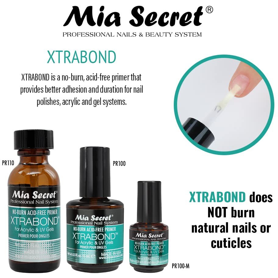 Mia Secret Xtrabond No-Burn Acid-Free Primer 1/2 Oz. For Acrylic And Uv Gels