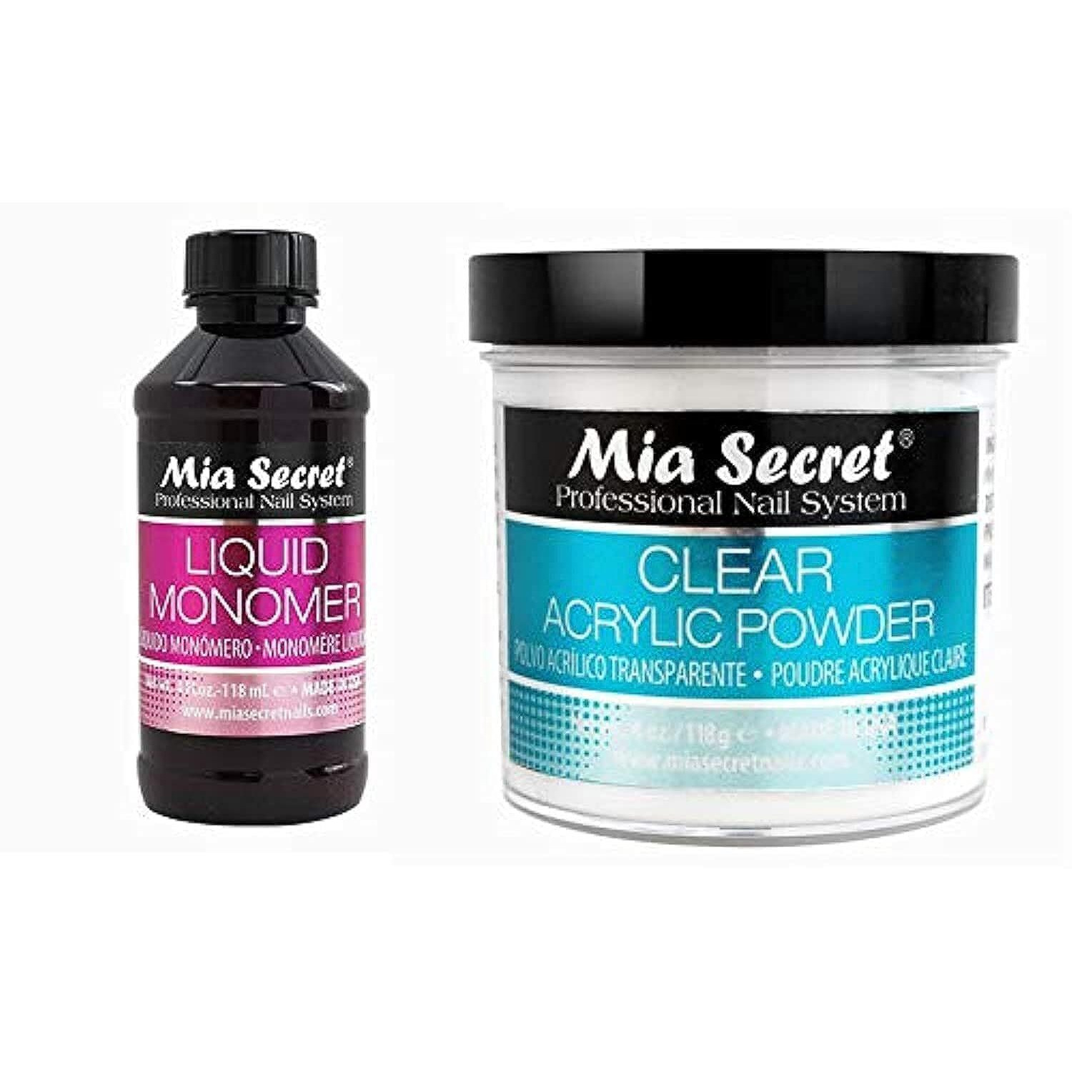 Mia Secret 4Oz Liquid Monomer + 4Oz Clear Acrylic Powder Nail Art System