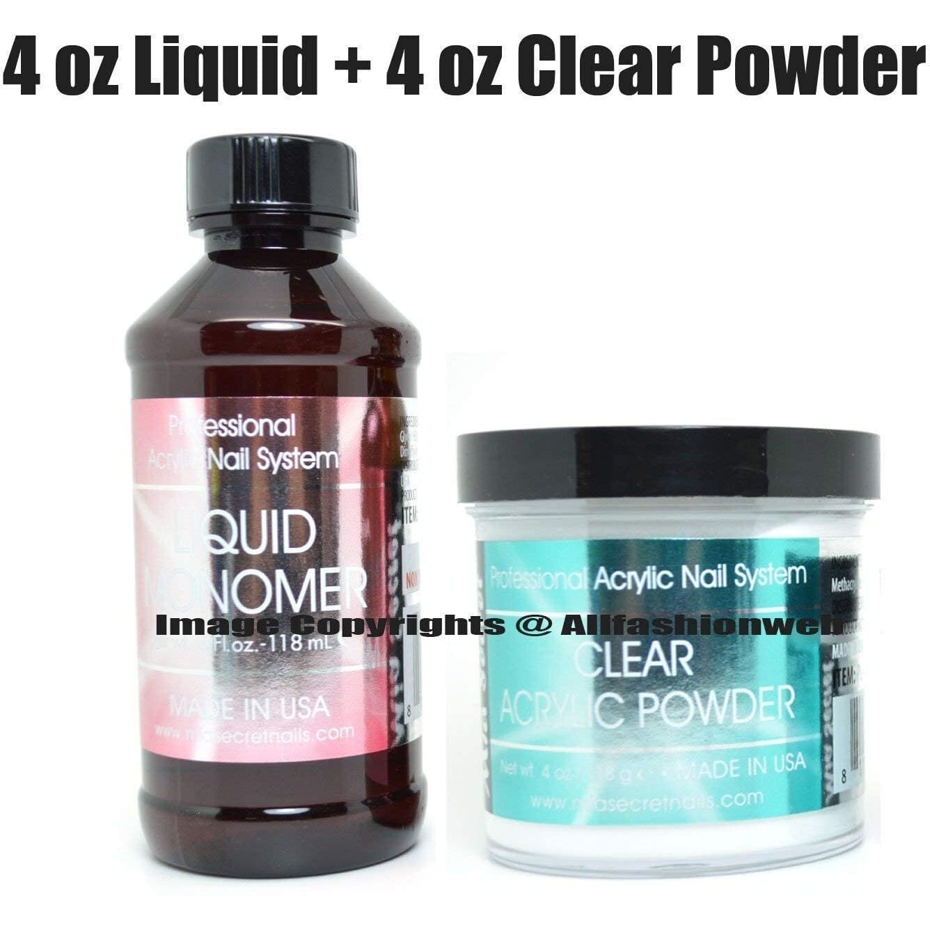 Mia Secret 4Oz Liquid Monomer + 4Oz Clear Acrylic Powder Nail Art System