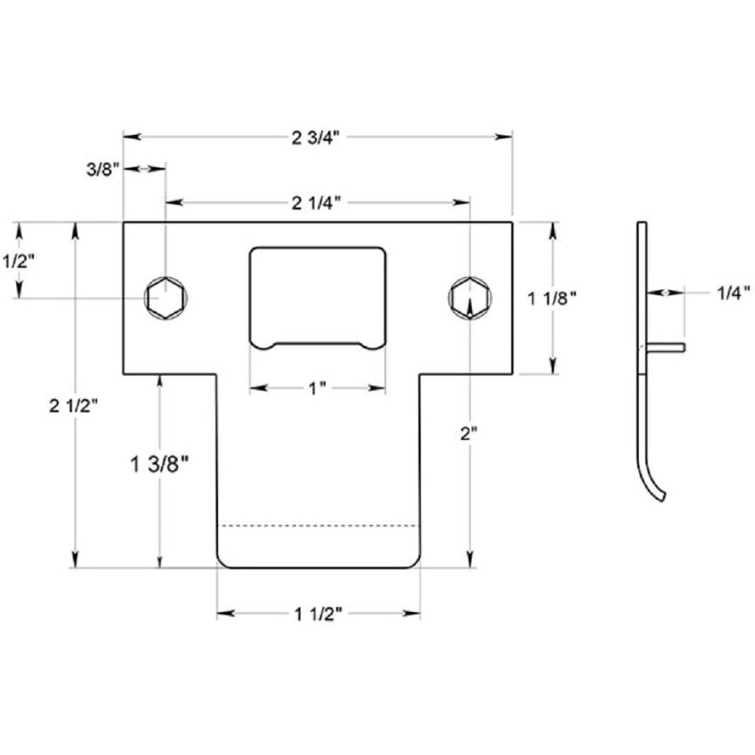 Deltana Tspe250 2-3/4"" X 2-1/2"" Extended Lip T-Strike Plate  Oil Rubbed Bronze