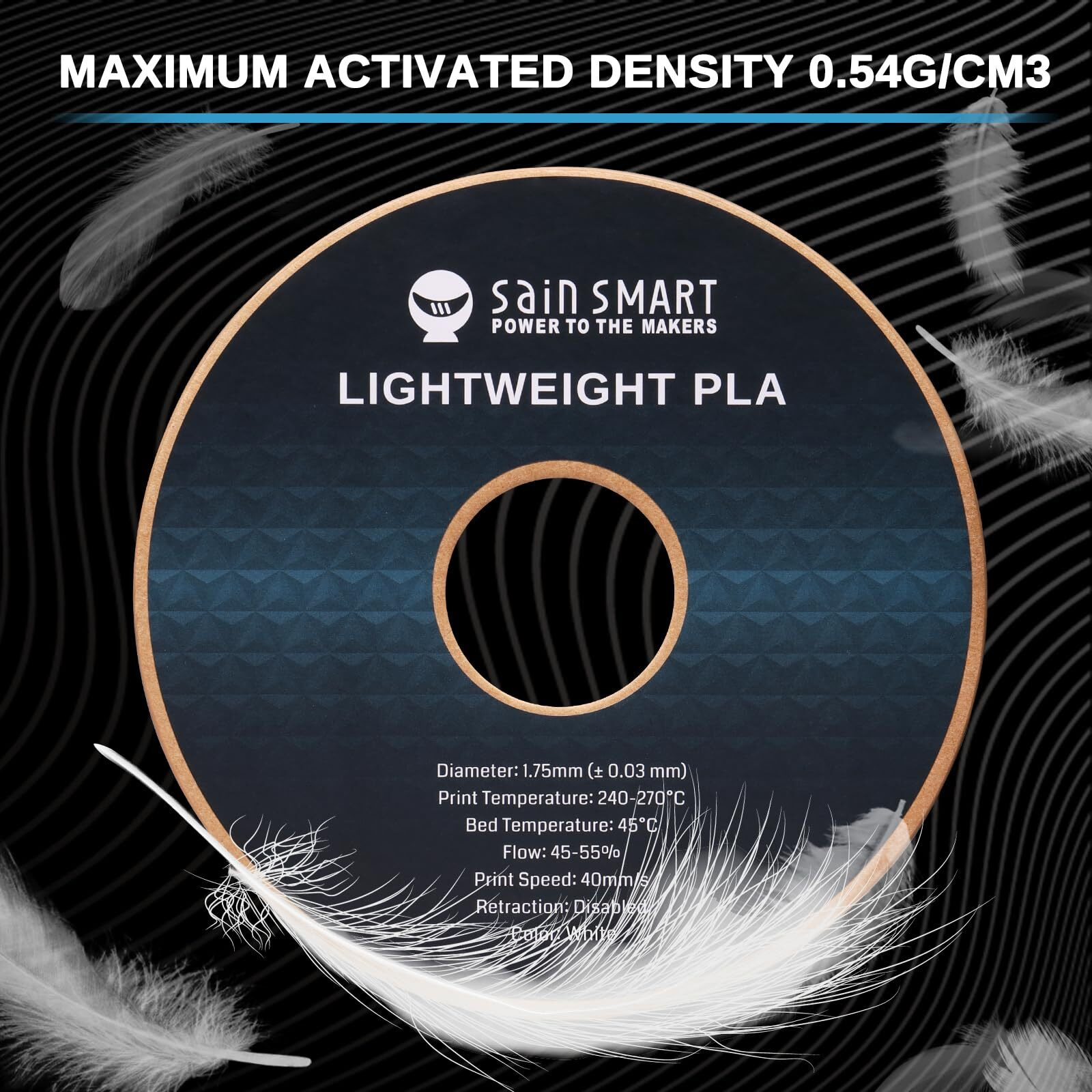 Sainsmart Light Weight Filament 1.75Mm  Lw-Pla Low-Density Active Foaming 3D Printer Filament For Rc Planes Drone Parts And Cosplay  White Pla Filament  1Kg