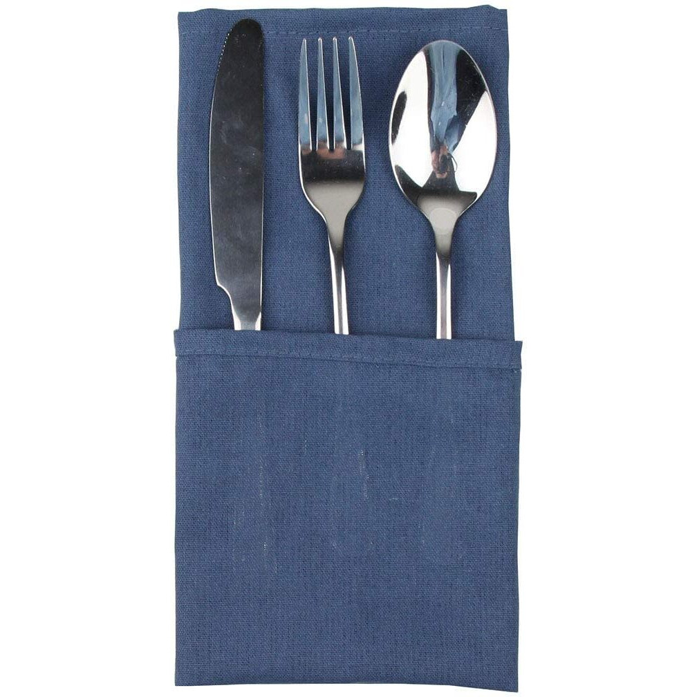 Infei Solid Color Cotton Linen Blended Thin Dinner Cloth Napkins - Set Of 12 (40 X 40 Cm) - For Events & Home Use (Aegean)
