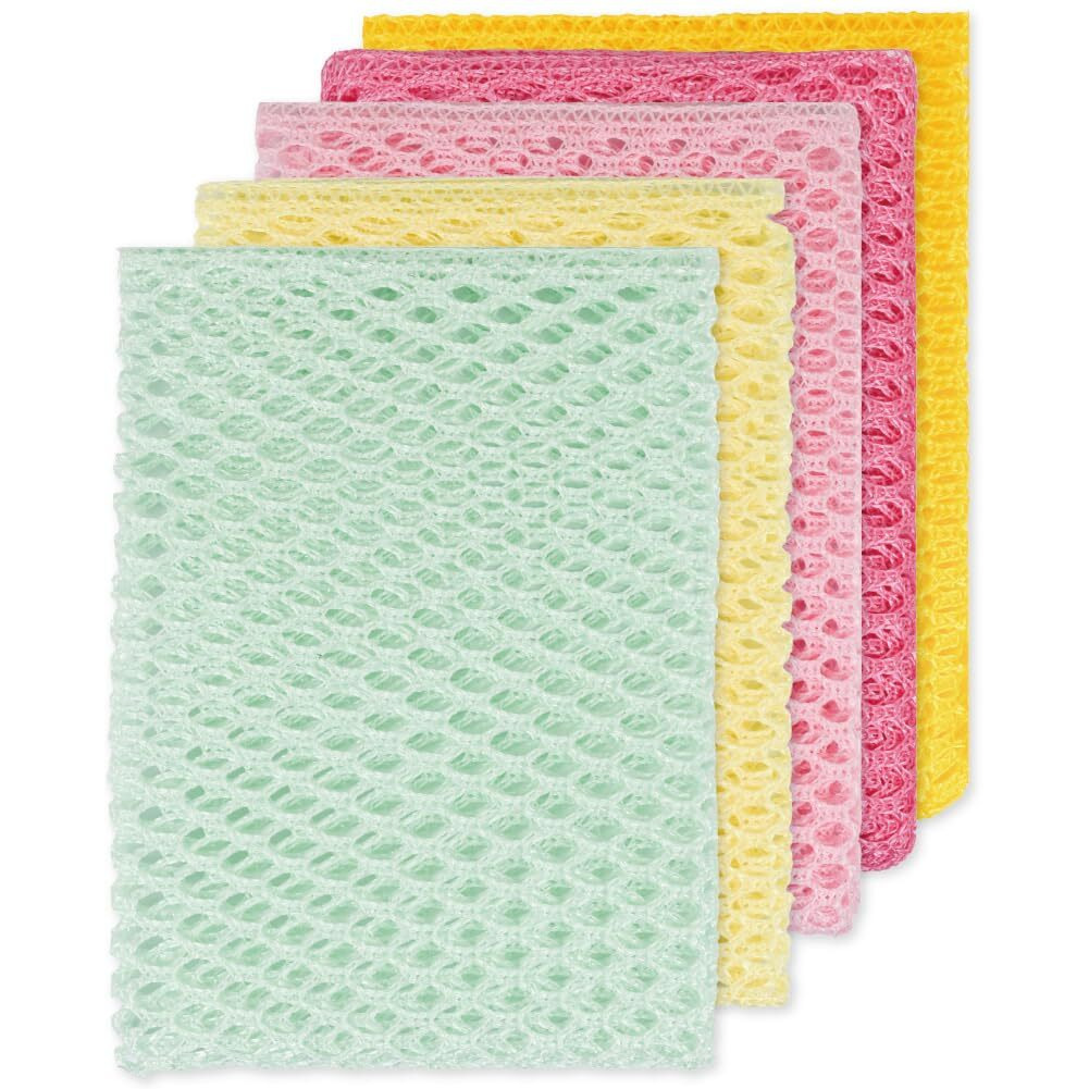 Olivia Tree 5Pcs Innovative Dish Washing Net Cloths Scourer  Quick Dry Perfect Scrubber For Washing Dishes 11"" By 11""