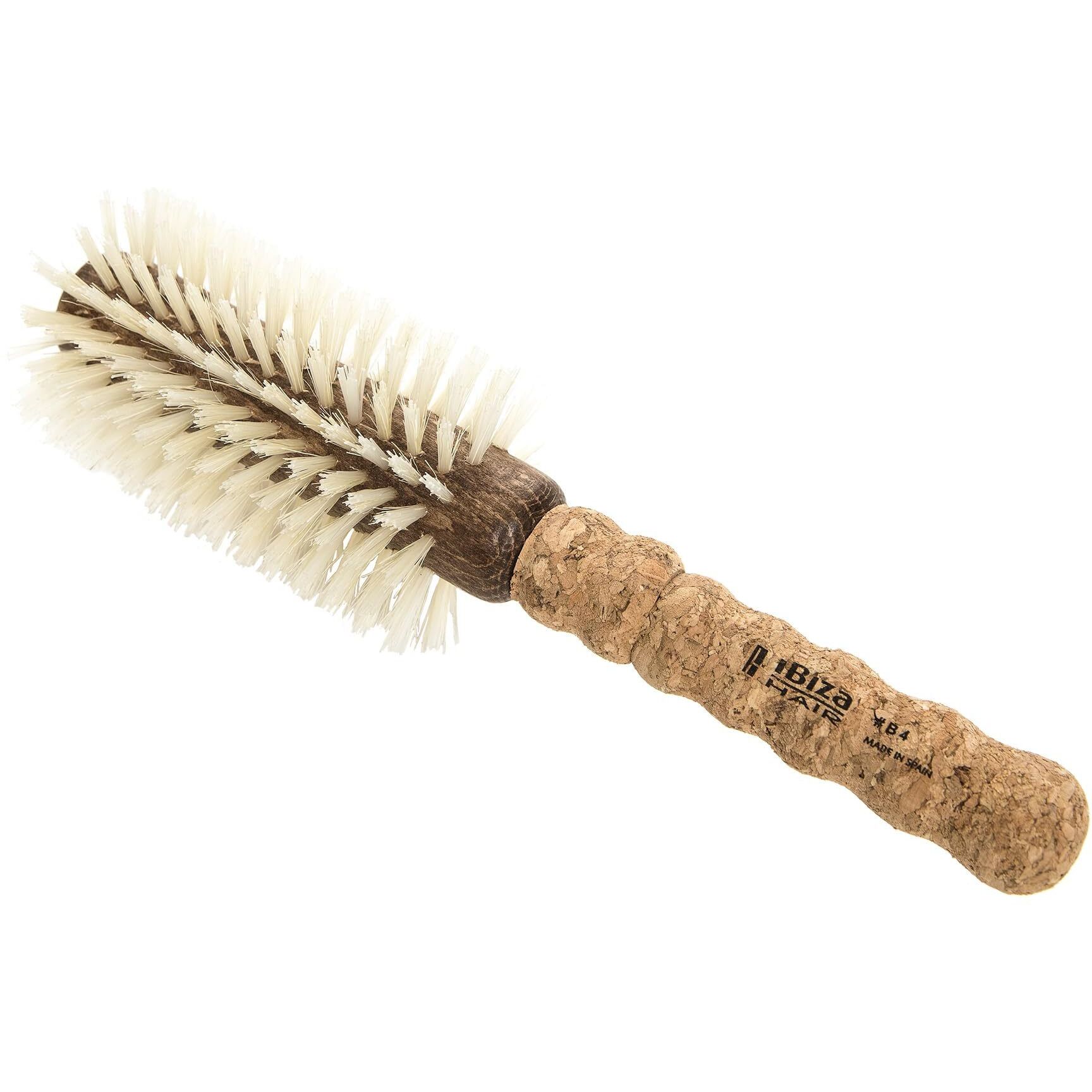 Ibiza Hair Professional Round Boar Hair Brush (B4  65Mm)  Blonde Bristles With A Cork Handle  For Color Treated & Fine Hair  Crown Of The Head Volume  Add Texture & Shine For Medium To Long Hair