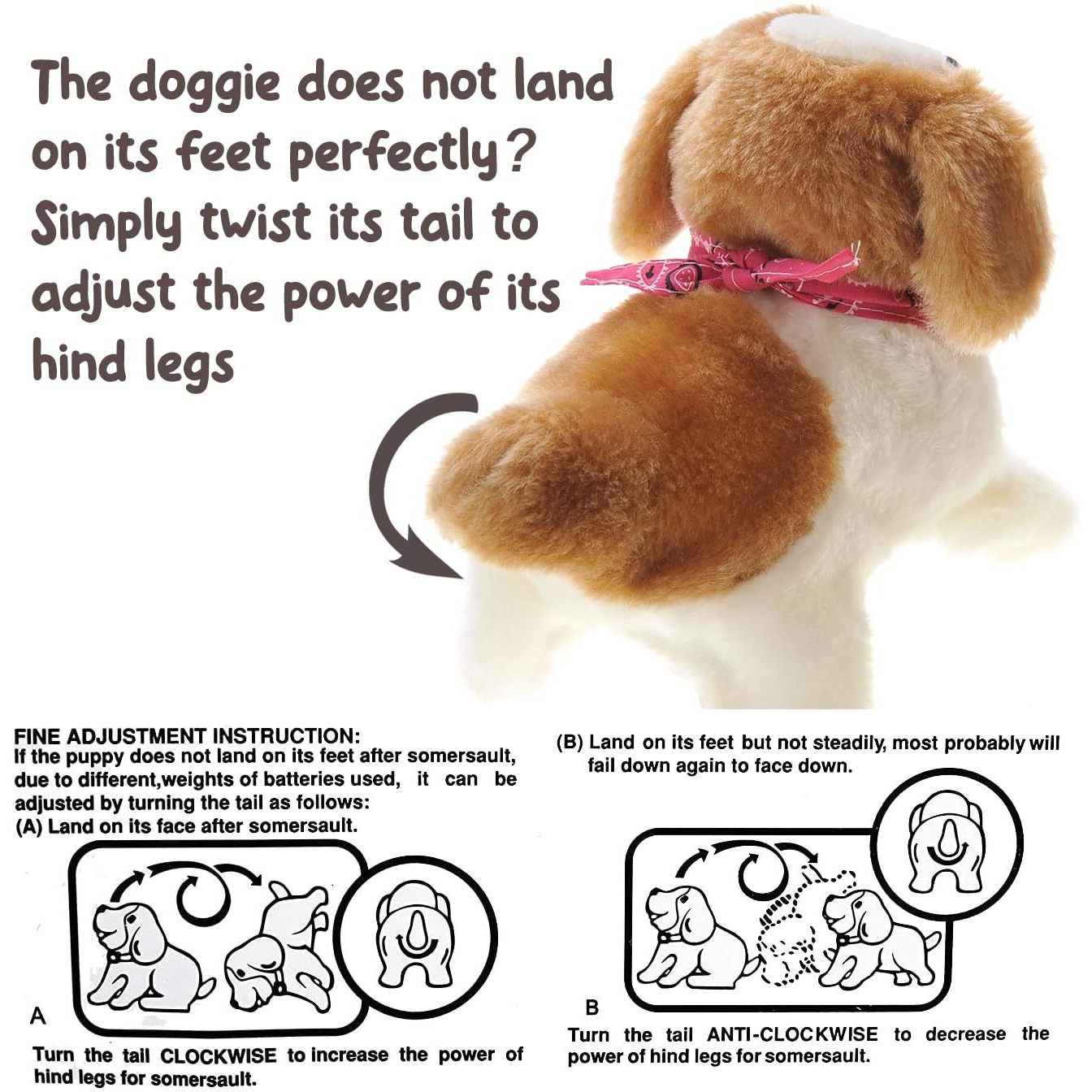 Powertrc Cute Somersault Little Puppy | Barks  Sits  Walk  And Flips | Pet Toy Dog