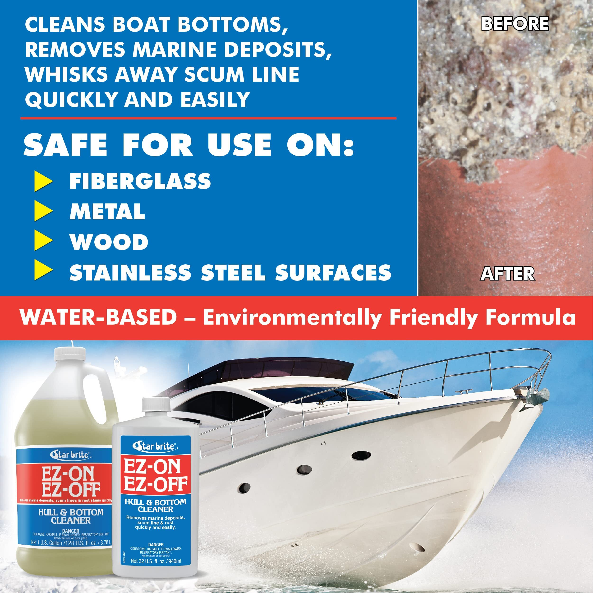 Star Brite Ez-On Ez-Off Boat Hull & Bottom Cleaner - Effortlessly Remove Stains And Restore Your Boat's Pristine Appearance - 32 Oz (092832)