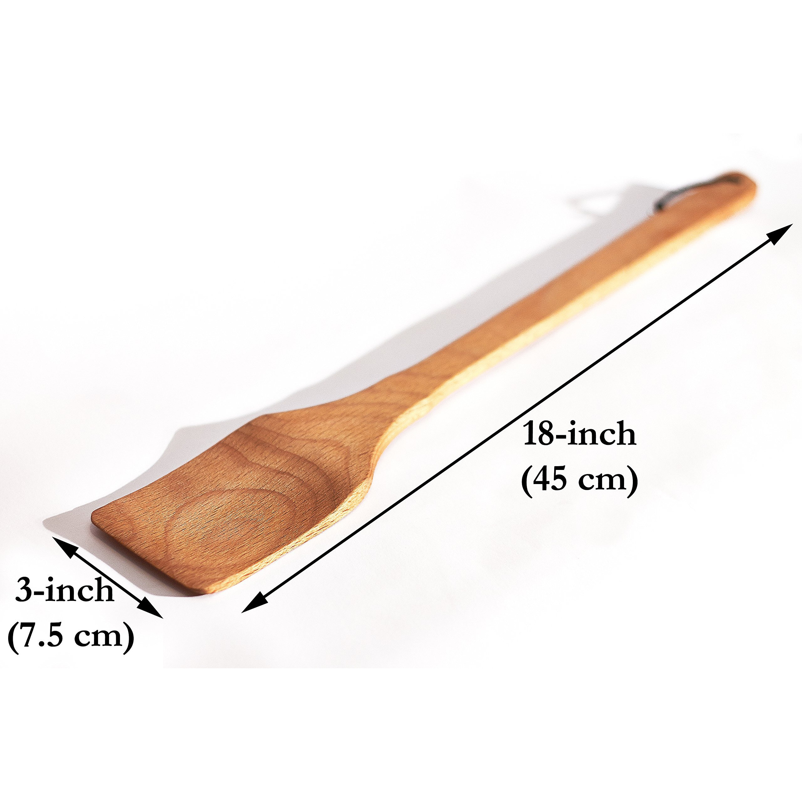 Ecosall Large Wooden Spoon - 18-Inch Heavy Duty Cajun Stir Paddle For Cooking In Big Pots & Wall DCor - Big Spoon For Brewing  Grill  Mixing  Stirring - Solid Natural Hard Wood Long Spatula.