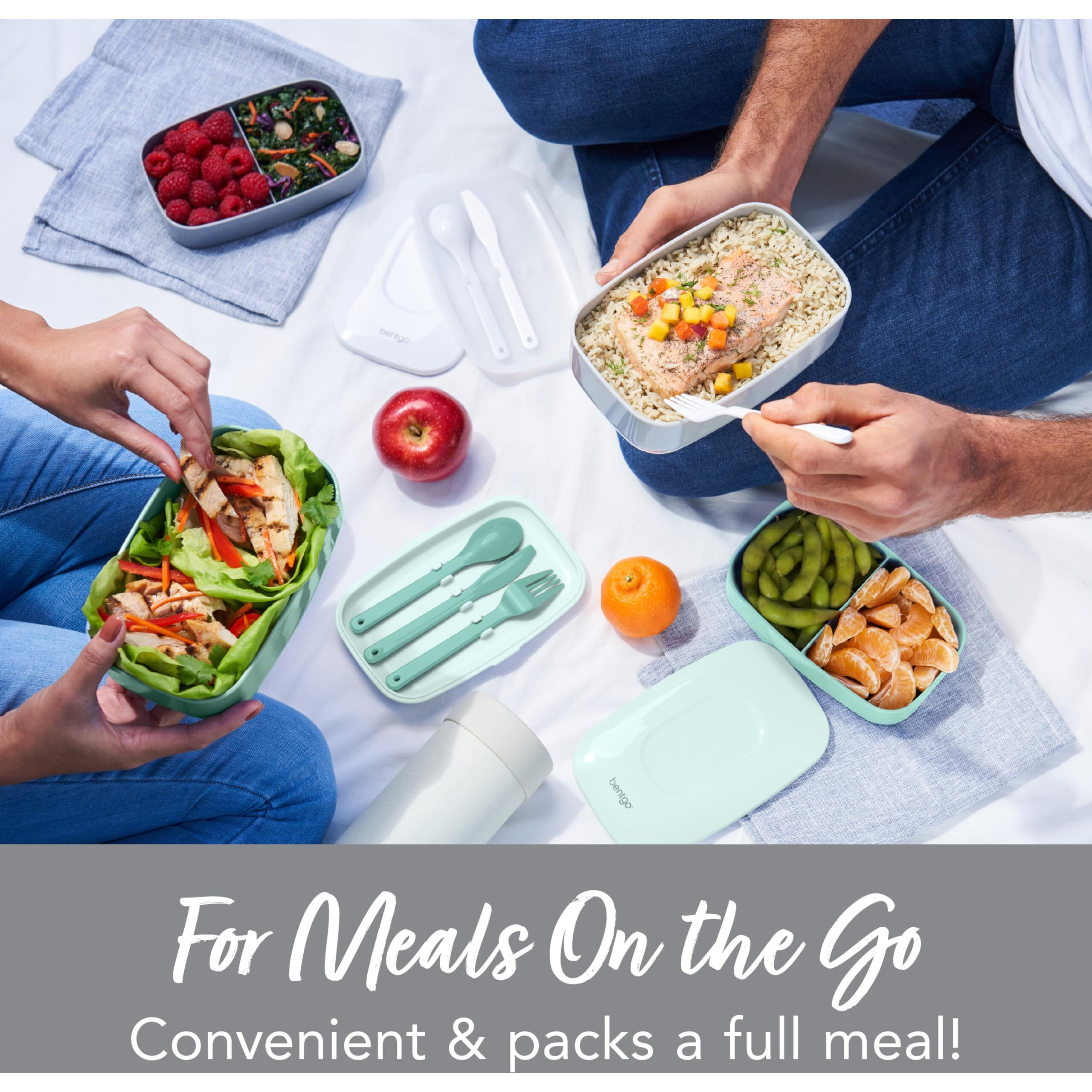Bentgo Classic - Adult Bento Box  All-In-One Stackable Lunch Box Container With 3 Compartments  Plastic Utensils  And Nylon Sealing Strap  Bpa Free Food Container (Gray)