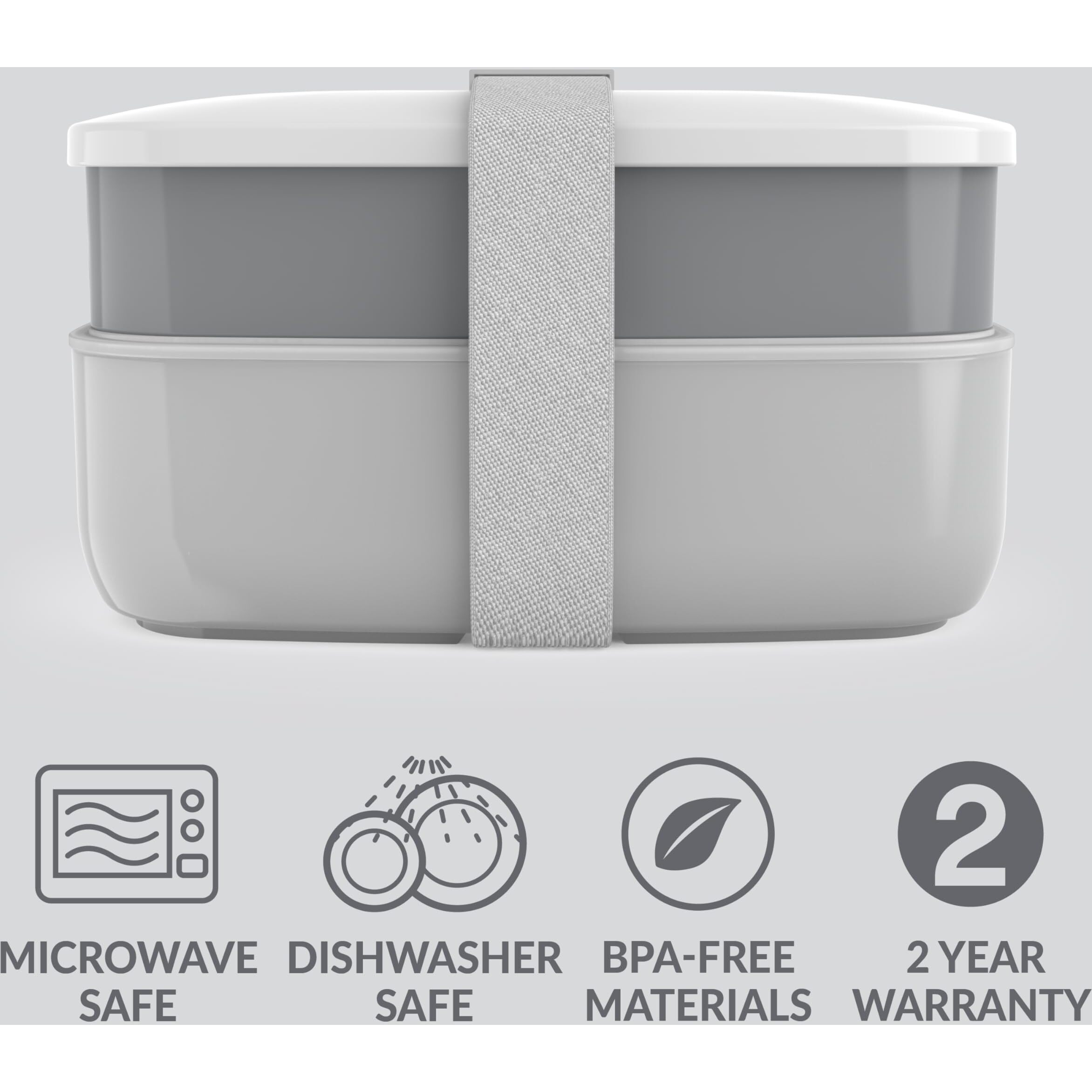 Bentgo Classic - Adult Bento Box  All-In-One Stackable Lunch Box Container With 3 Compartments  Plastic Utensils  And Nylon Sealing Strap  Bpa Free Food Container (Gray)