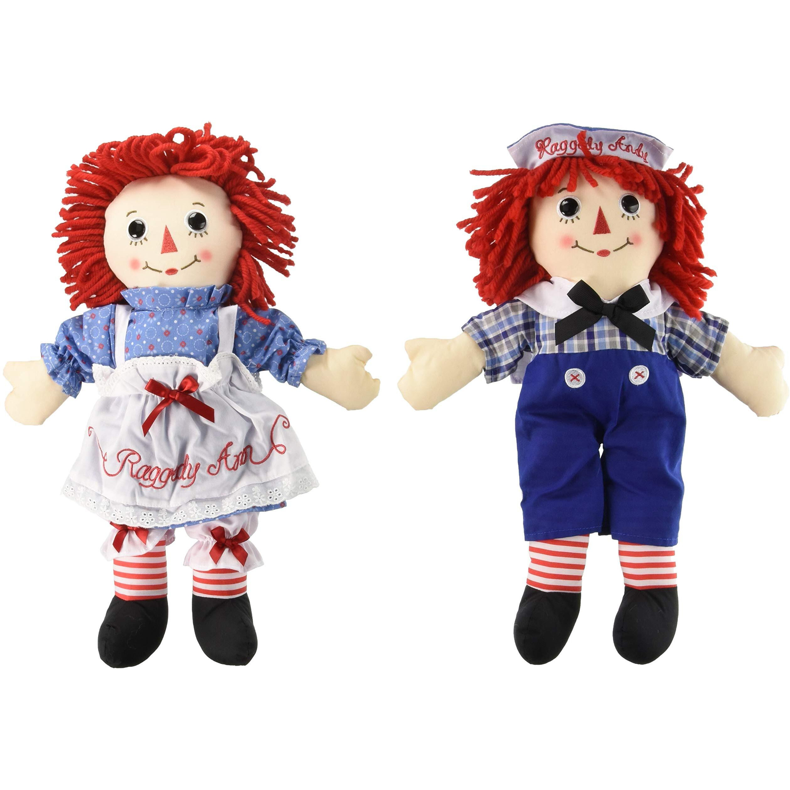 Bundle Of 2 Aurora Dolls - Large 16'' Classic Raggedy Ann And Raggedy Andy