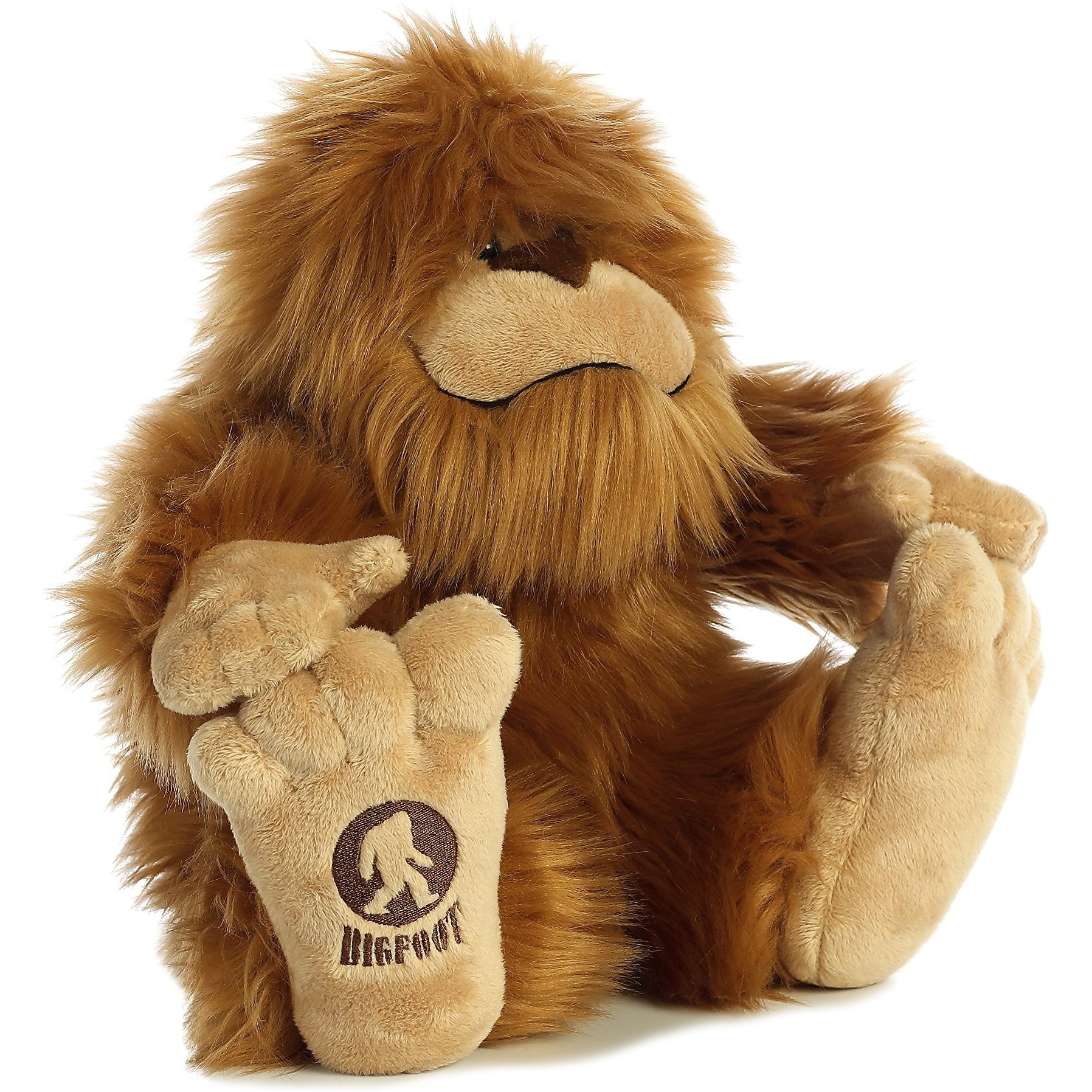 Aurora Mysterious Fantasy Big Foot Stuffed Animal - Mythical Companion - Imaginative Adventures - Brown 12.5 Inches