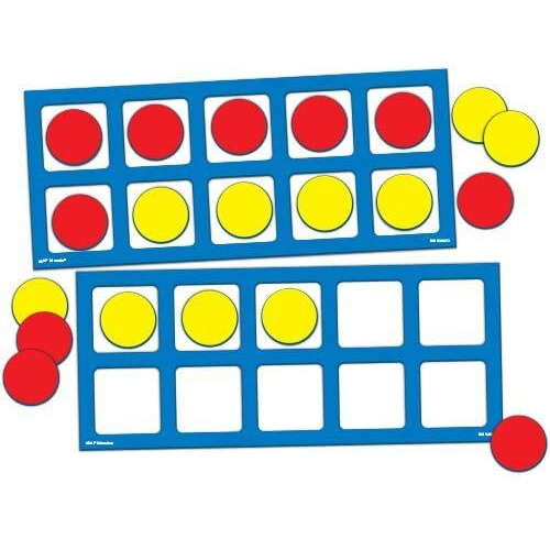Eai Education Jumbo Magnetic Quietshape Foam Ten Frames With Counters - Set Of 2 With 20 Counters