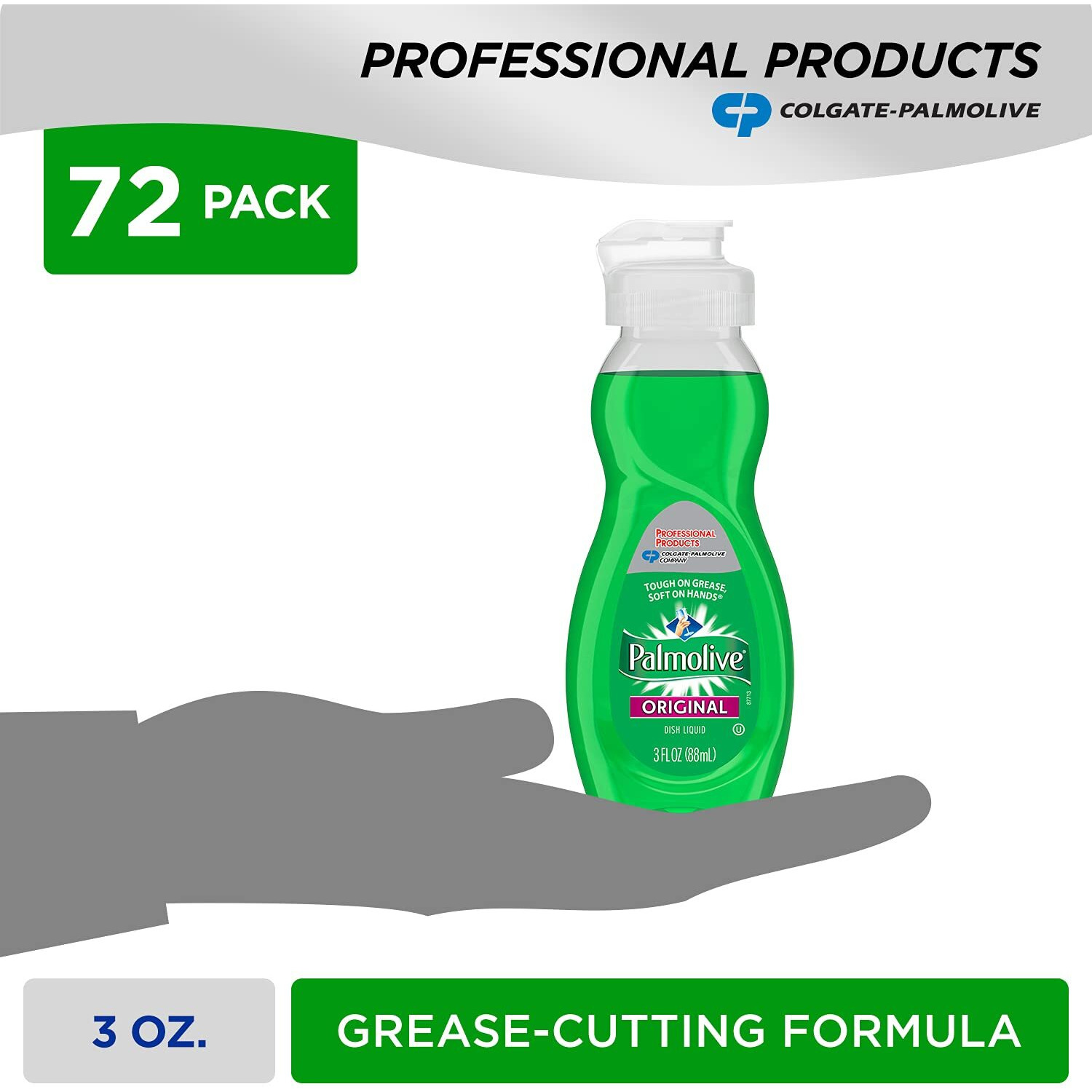 Palmolive Dishwashing Liquid  Travel Dish Soap  Original Scent  Green  3 Fluid Ounce Bottle (Case Of 72) - Total Of 216 Fluid Ounces - Dishwashing Liquid - Kitchen Soap & Cleaning Supplies