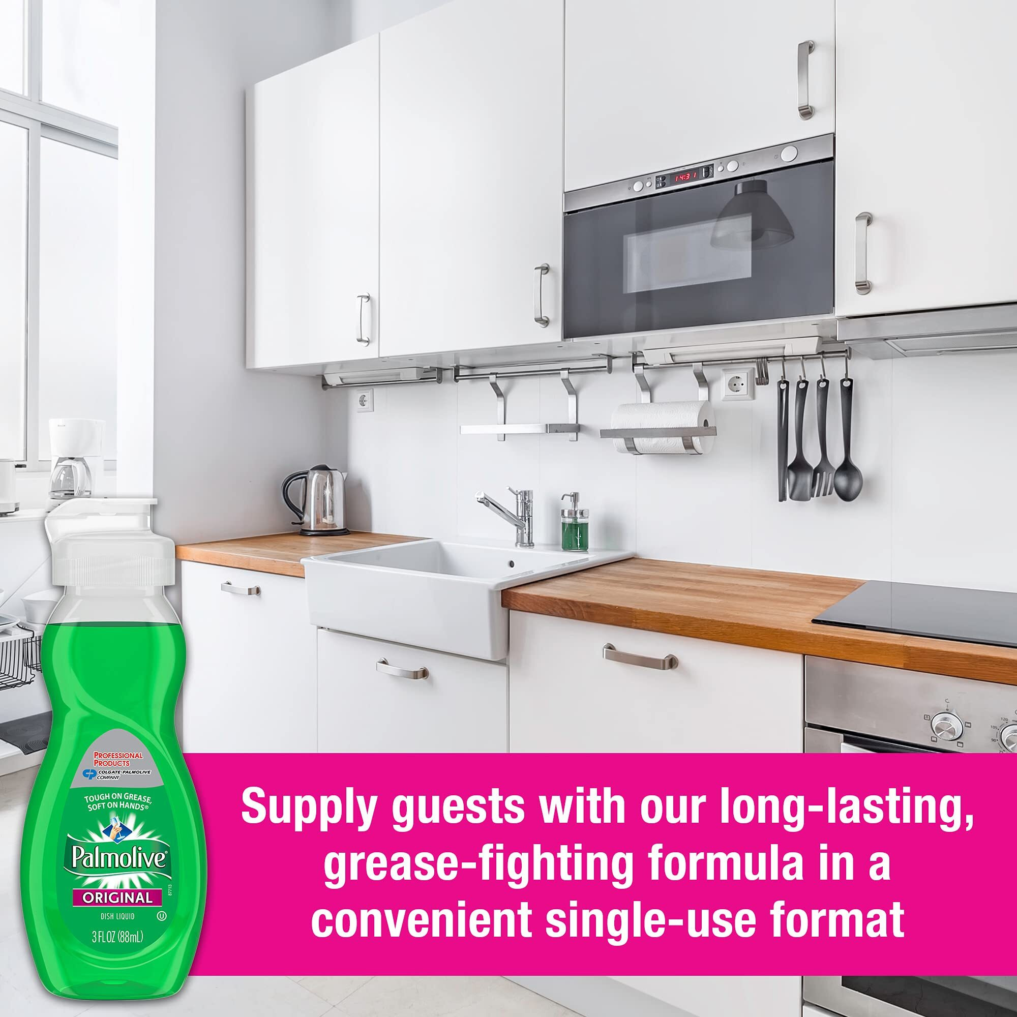 Palmolive Dishwashing Liquid  Travel Dish Soap  Original Scent  Green  3 Fluid Ounce Bottle (Case Of 72) - Total Of 216 Fluid Ounces - Dishwashing Liquid - Kitchen Soap & Cleaning Supplies