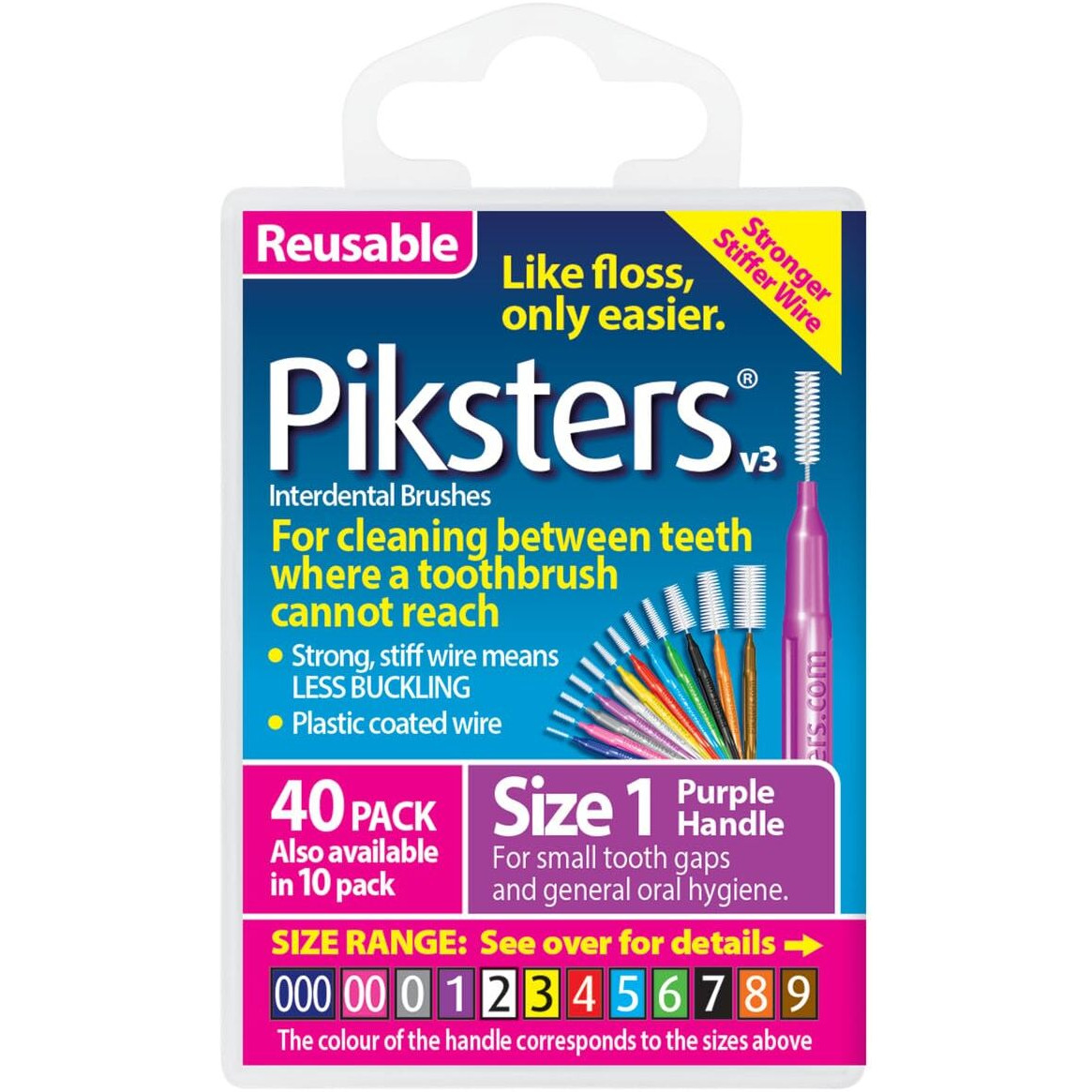 Piksters Interdental Brushes (40 Pack  Size 1 (Purple))